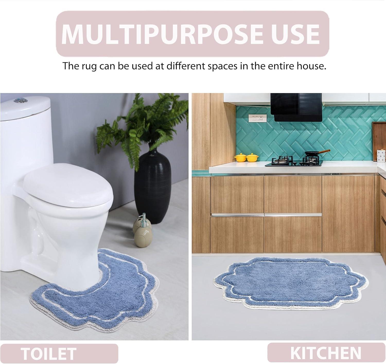 Home Weavers Inc Home Weavers Allure Collection Absorbent Cotton, Machine Washable and Dry Bath Rugs Blue 21"x34"