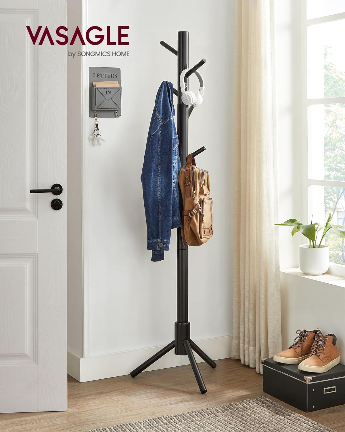 VASAGLE 8 Hooks Solid Wood Coat Rack Free Standing Coat Rack Tree-Shaped Coat Rack