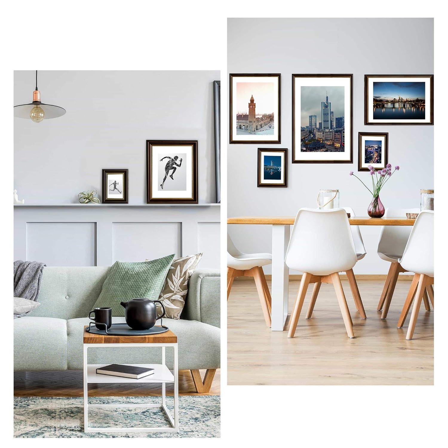 4x6 Picture frames set of 2, Photo frames 4x6 with Real Glass, Tabletop Display & Wall Mount, Brown with Gold Bead