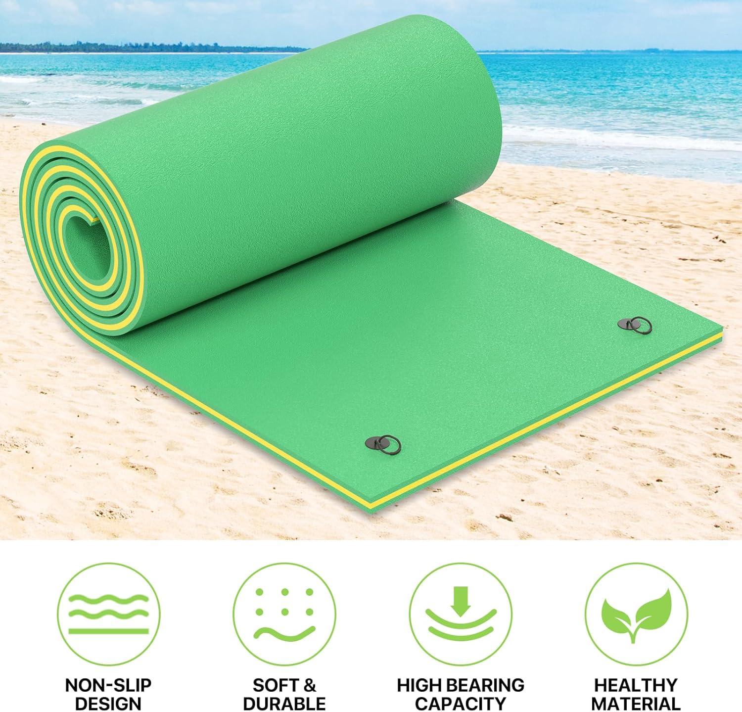 Bring Home Furniture 18x6 ft Floating Mat 10ft Bungee & Storage Straps 1500lb Capacity UV-Resistant XPE Foam Hi-Vis Safety​​