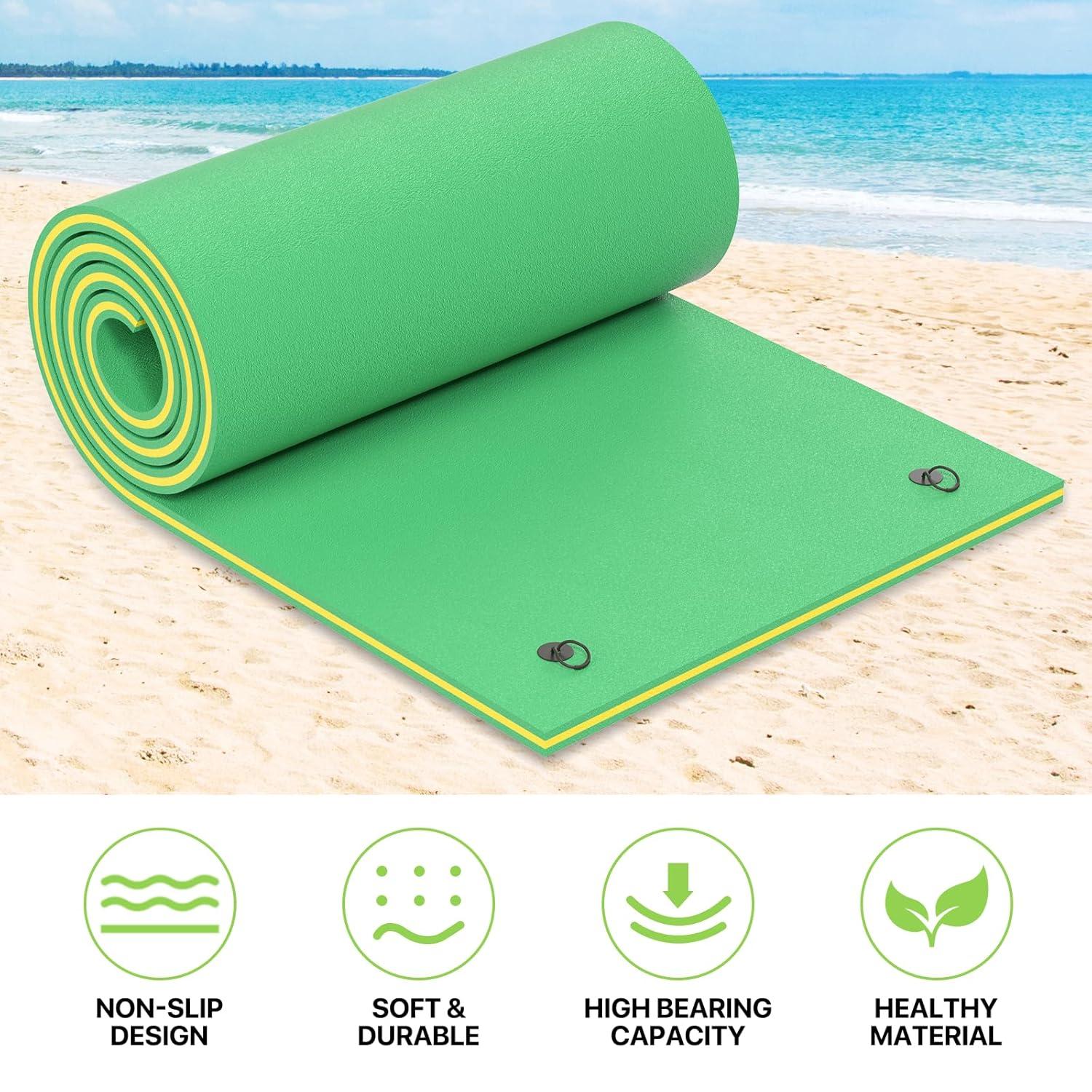 Bring Home Furniture 18x6 ft Floating Mat 10ft Bungee & Storage Straps 1500lb Capacity UV-Resistant XPE Foam Hi-Vis Safety​​