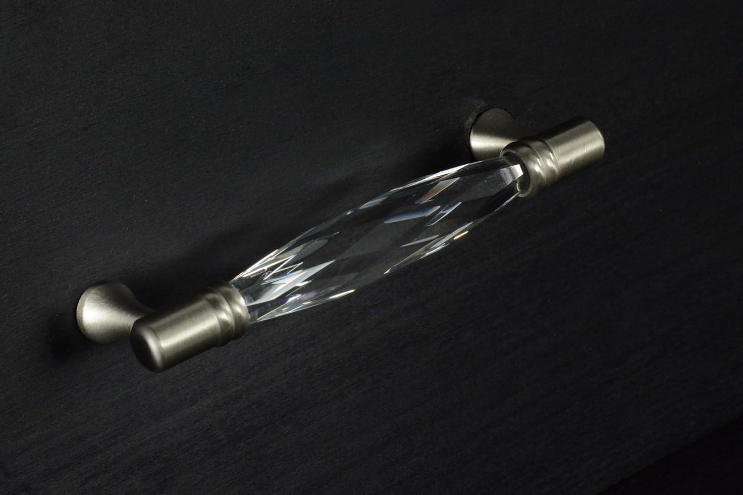 CKP #G-300 Brilliance Collection 3-3/4 in. (96mm) Crystal Pull, Clear with Polished Nickel Base