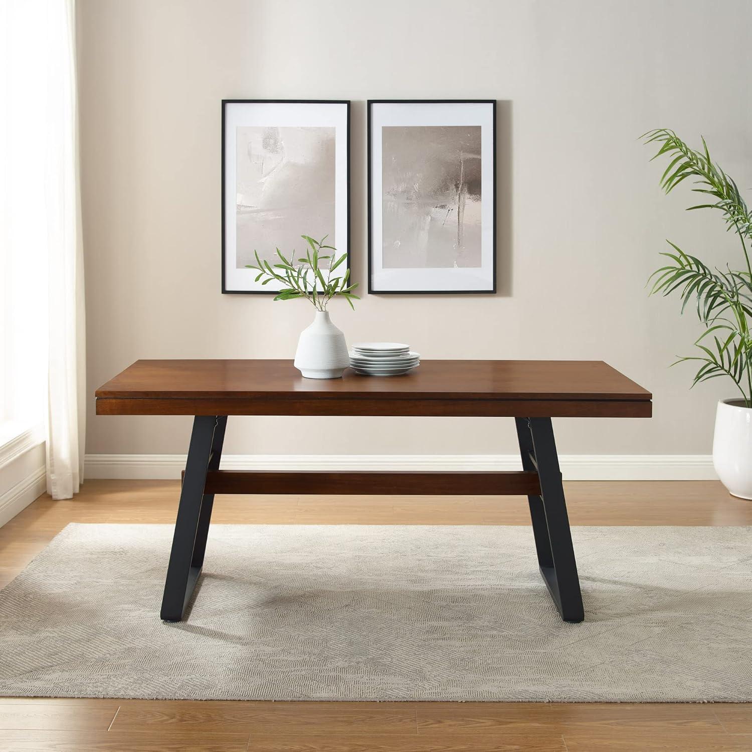 Ash Metal Base Dining Table