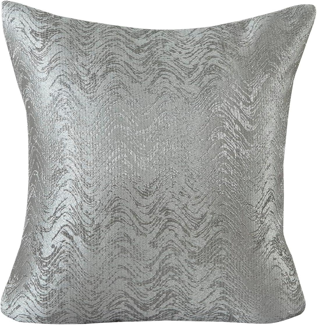 Silver Chevron Pattern 18" Square Polyester Throw Pillow