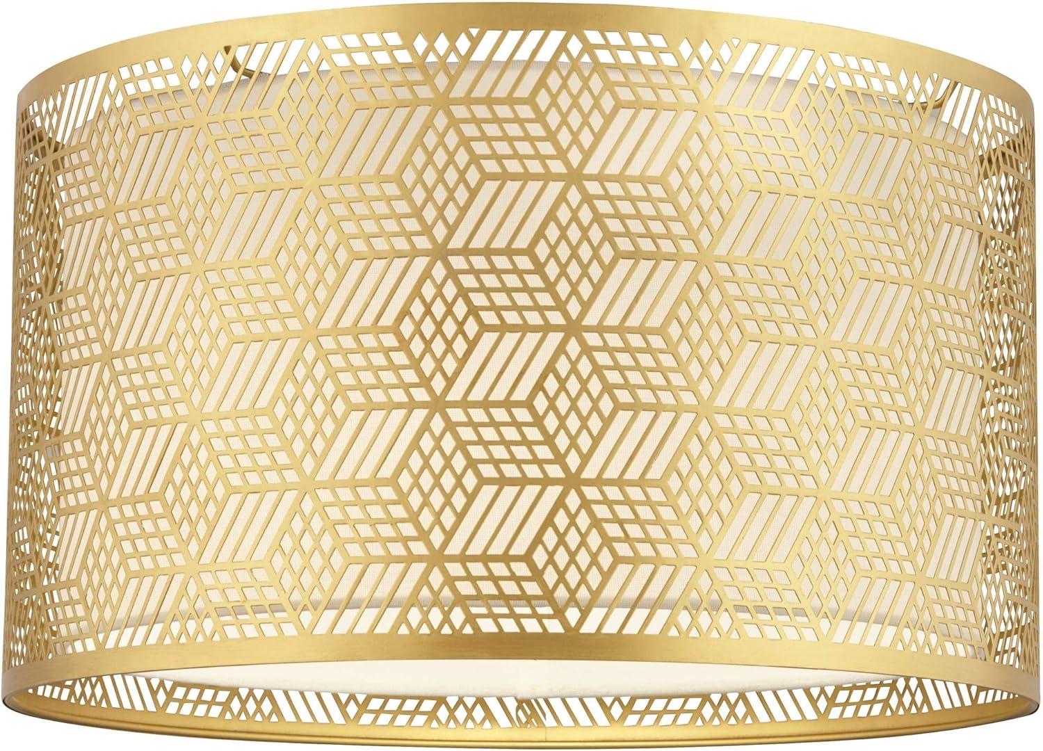 Gold Finish Laser Cut Metal Drum Lamp Shade