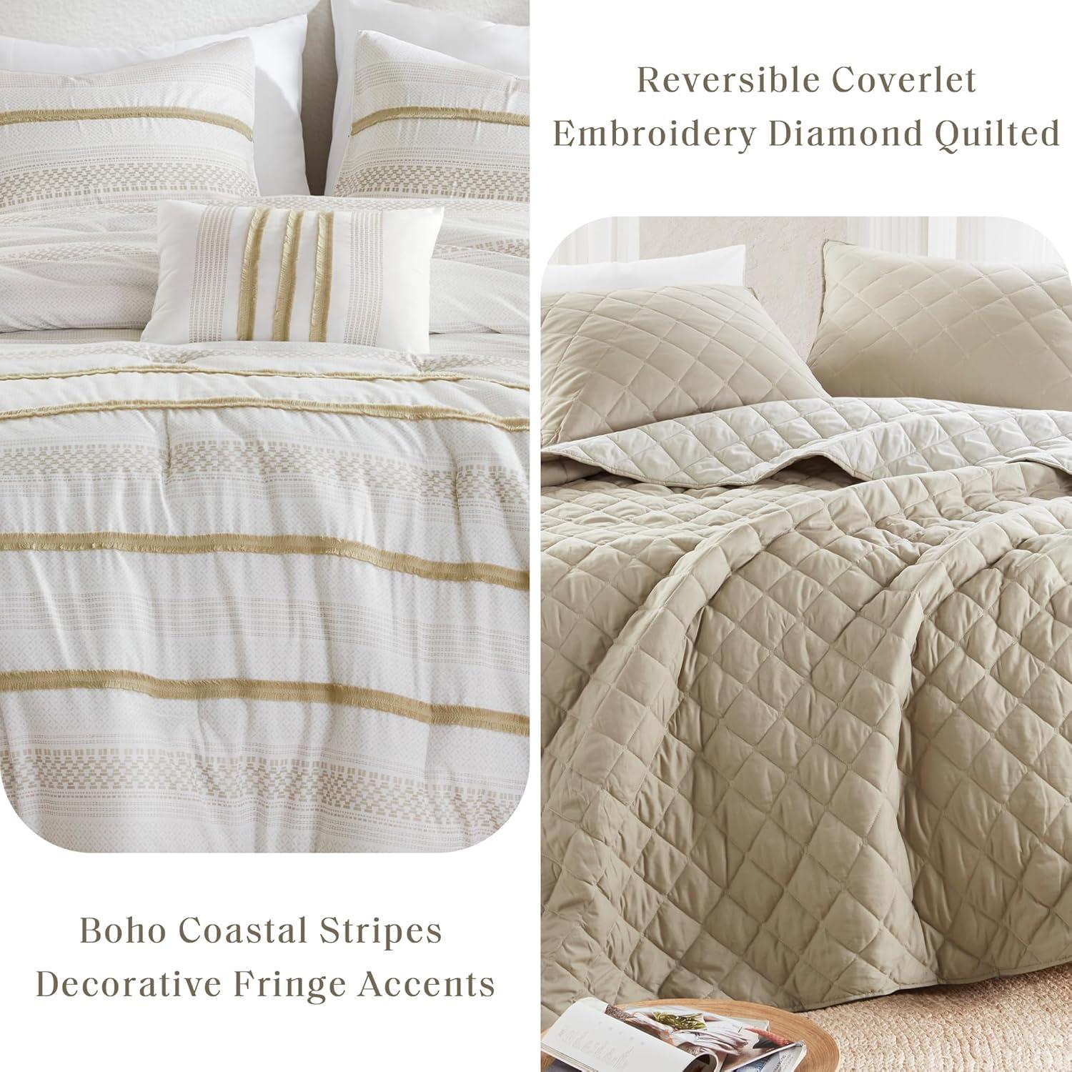 Madison Park Carolina 7 Piece Stripe Comforter And Quilt Set