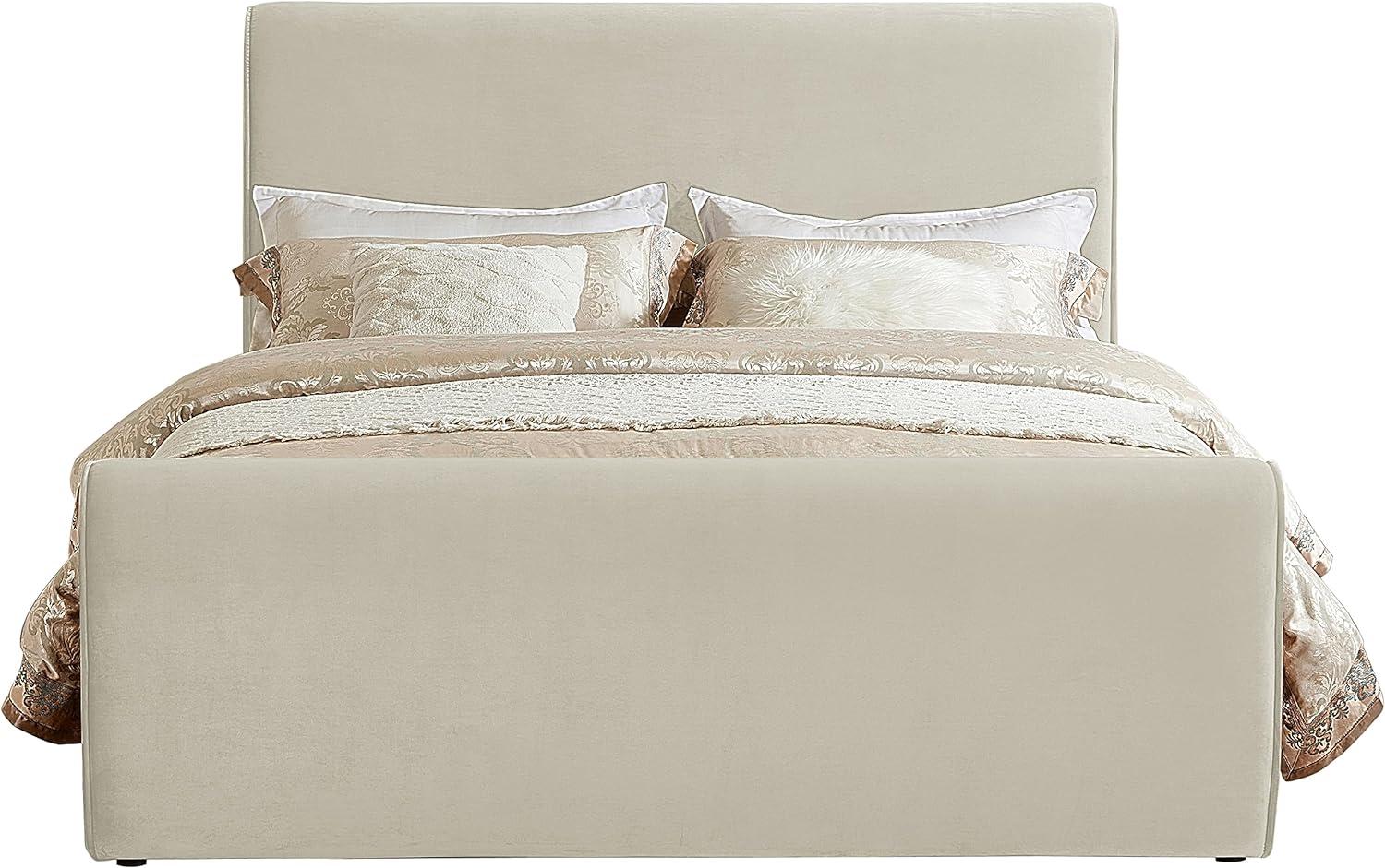 Meridian Furniture Sloan Cream Velvet Queen Bed