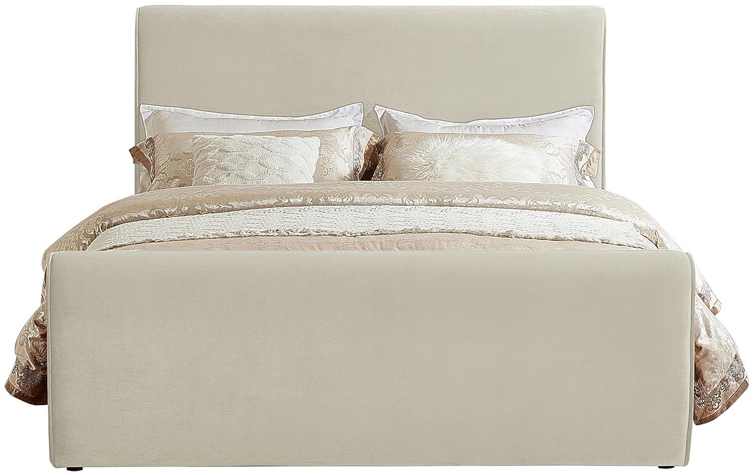 Meridian Furniture Sloan Cream Velvet Queen Bed