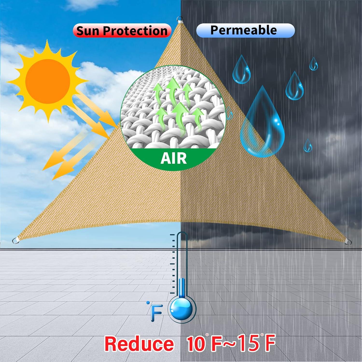 Amgo 12' x 12' x 17' Grey Right Triangle Sun Shade Sail Outdoor Canopy Awning UPF50+ AGTAPT8, 95% UV Blockage, Water & Air Permeable, Commercial Standard Heavy Duty (We Make Custom Size)