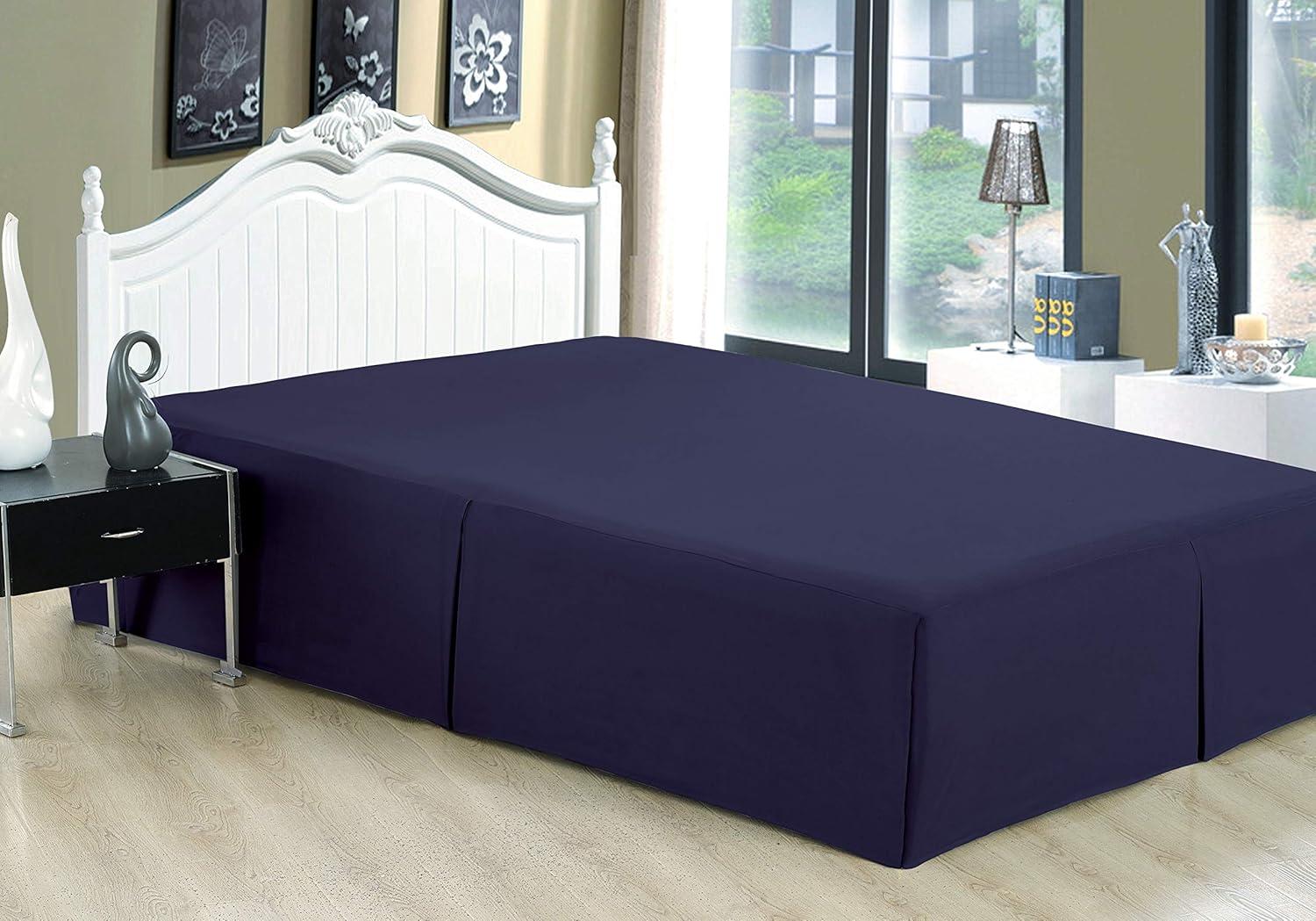 Navy Blue Twin Cotton Polyester Deep Pocket Bed Skirt