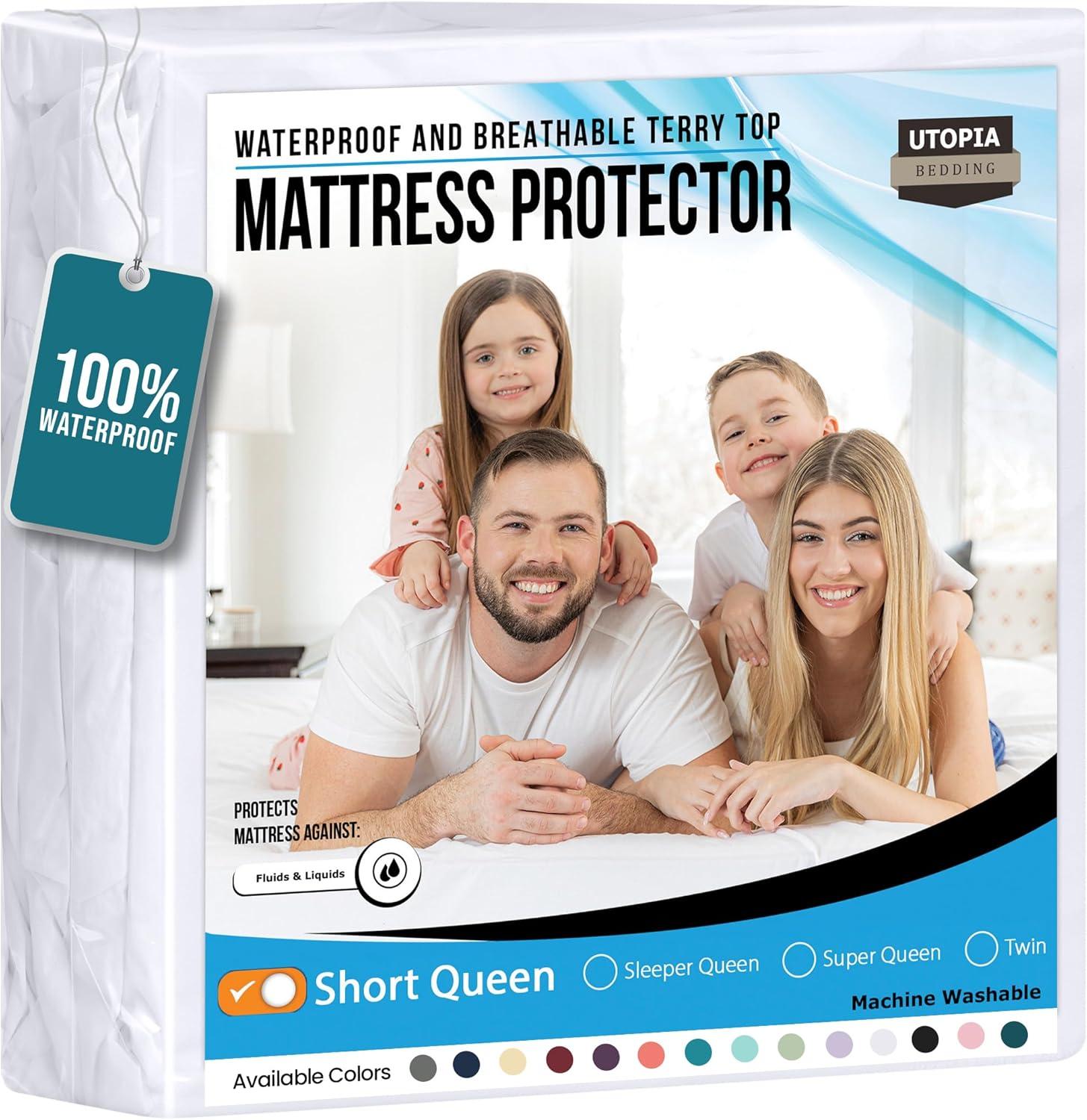 PEKUR Waterproof Mattress Protector – Fitted Sheet Style, Deep Pocket Cover Fits Up to 15 Inches, Washable & Breathable Mattress Topper