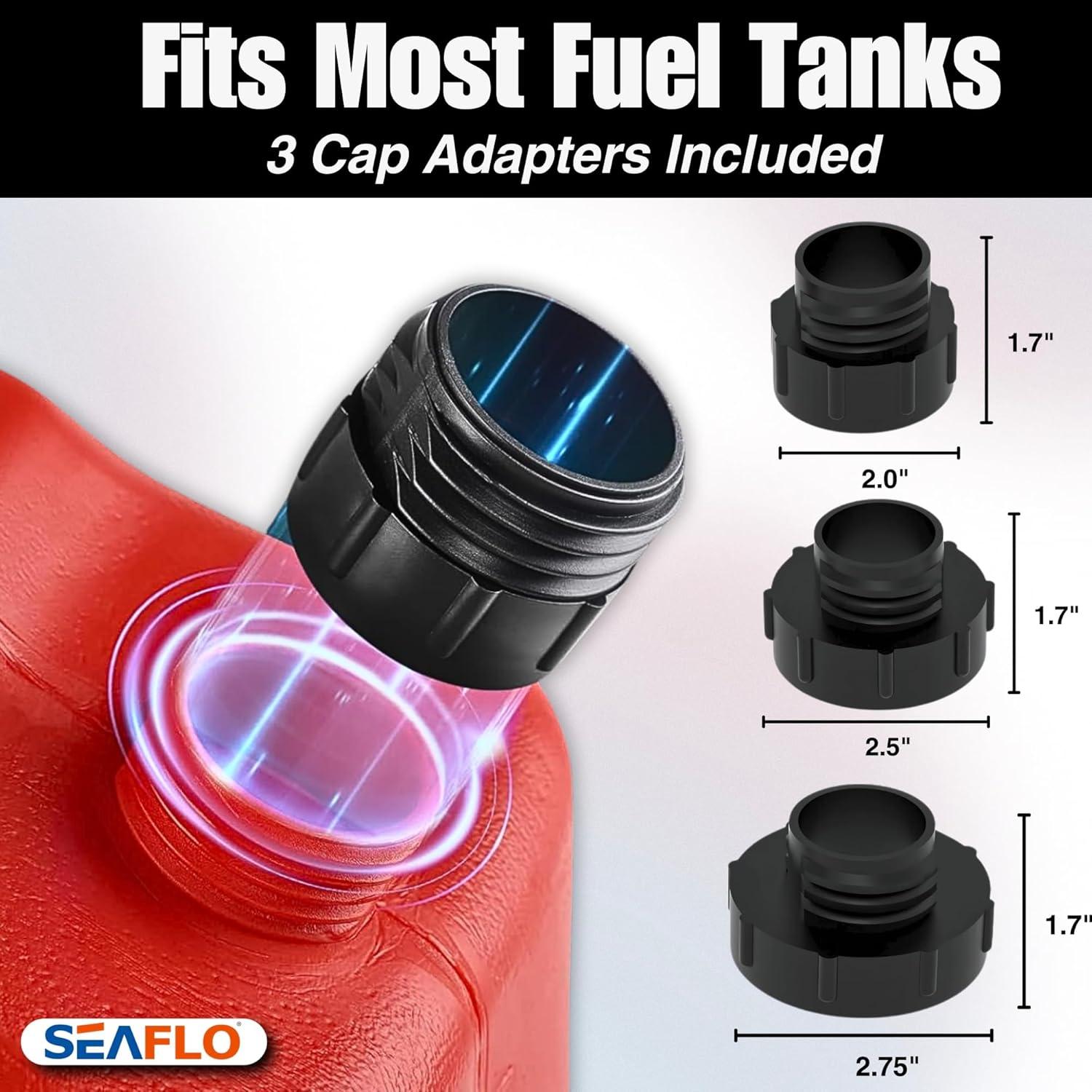 SEAFLO Fuel Pump Transfer Pump (Flow Rate 2.3 GPM - 3.1 GPM) with Hose Suction Pipe Length (18”/ 465mm) and Flexible Discharge Hose Length: 41”/ 1050mm