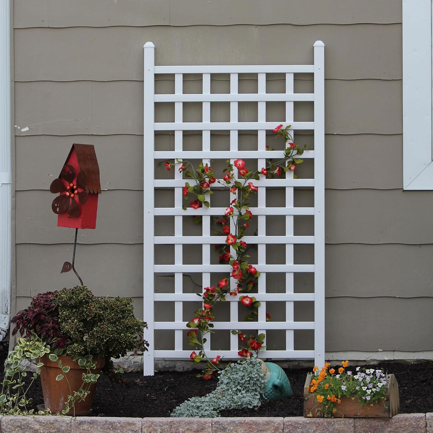 Dura-Trel White Vinyl Classic Grid Garden Trellis