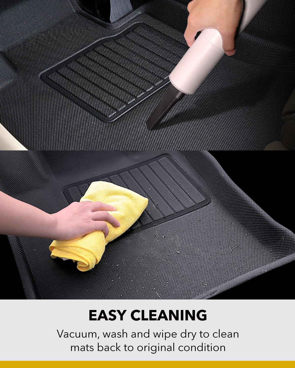 Black Carbon Fiber Embossed 3-Piece Floor Mat Set