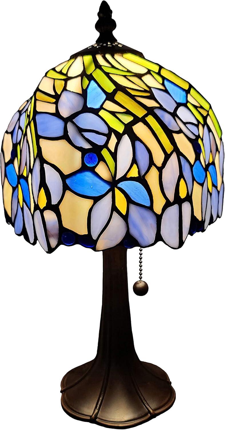 Tiffany Style 15" Stained Glass Iris Floral Table Lamp