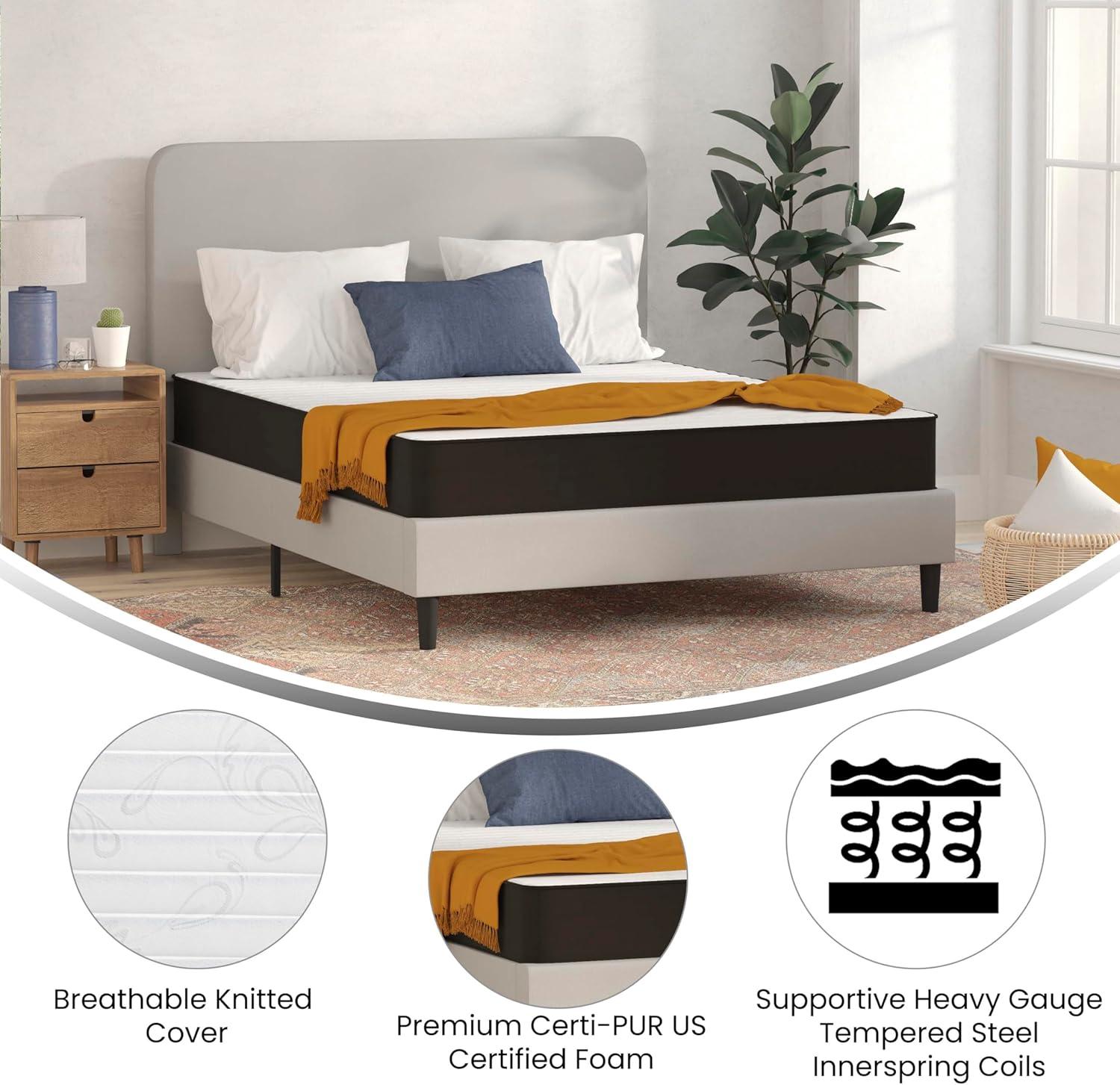 Flash Furniture Capri Comfortable Sleep 8 Inch CertiPUR-US Certified Foam and Innerspring Hybrid Mattress, Queen Mattress in a Box