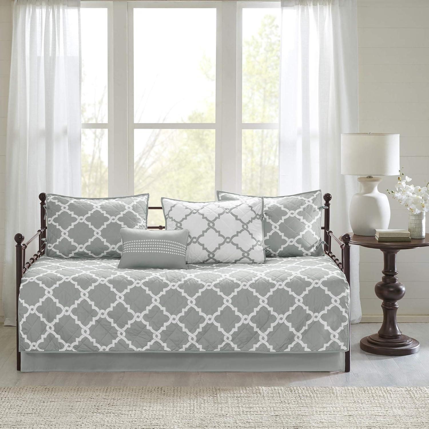 Gray Reversible 6-Piece Daybed Bedding Set with Shams