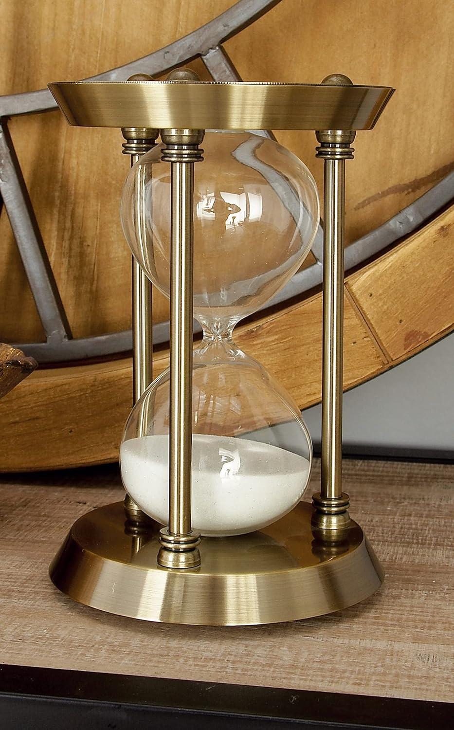 DecMode 6" x 9" Brass Metal Hourglass Sand Timer, 1-Piece