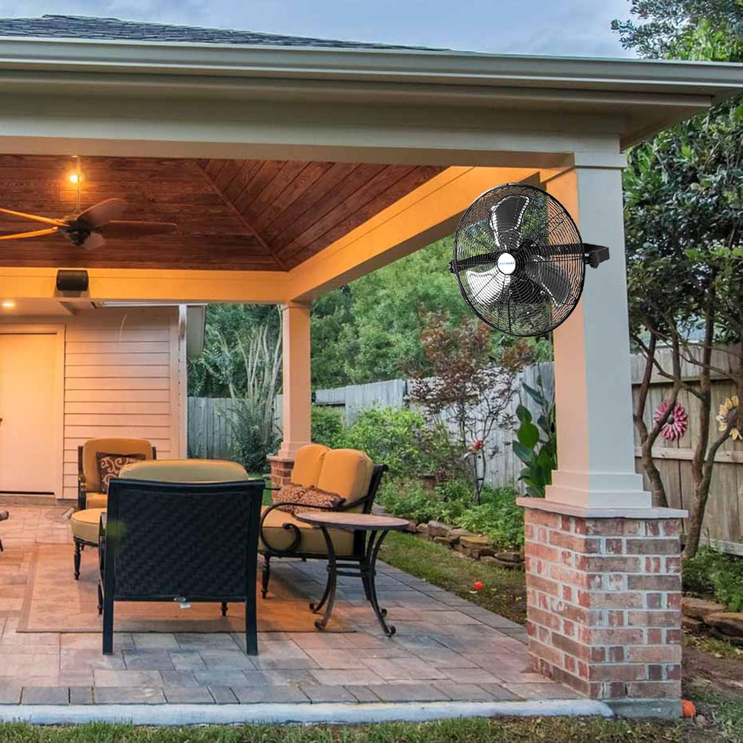 BILT HARD 18" Industrial Wall Mount Fan, 3-Speeds High Velocity Wall Fan with Sealed Motor, 4300 CFM Heavy Duty Metal Barn Fans