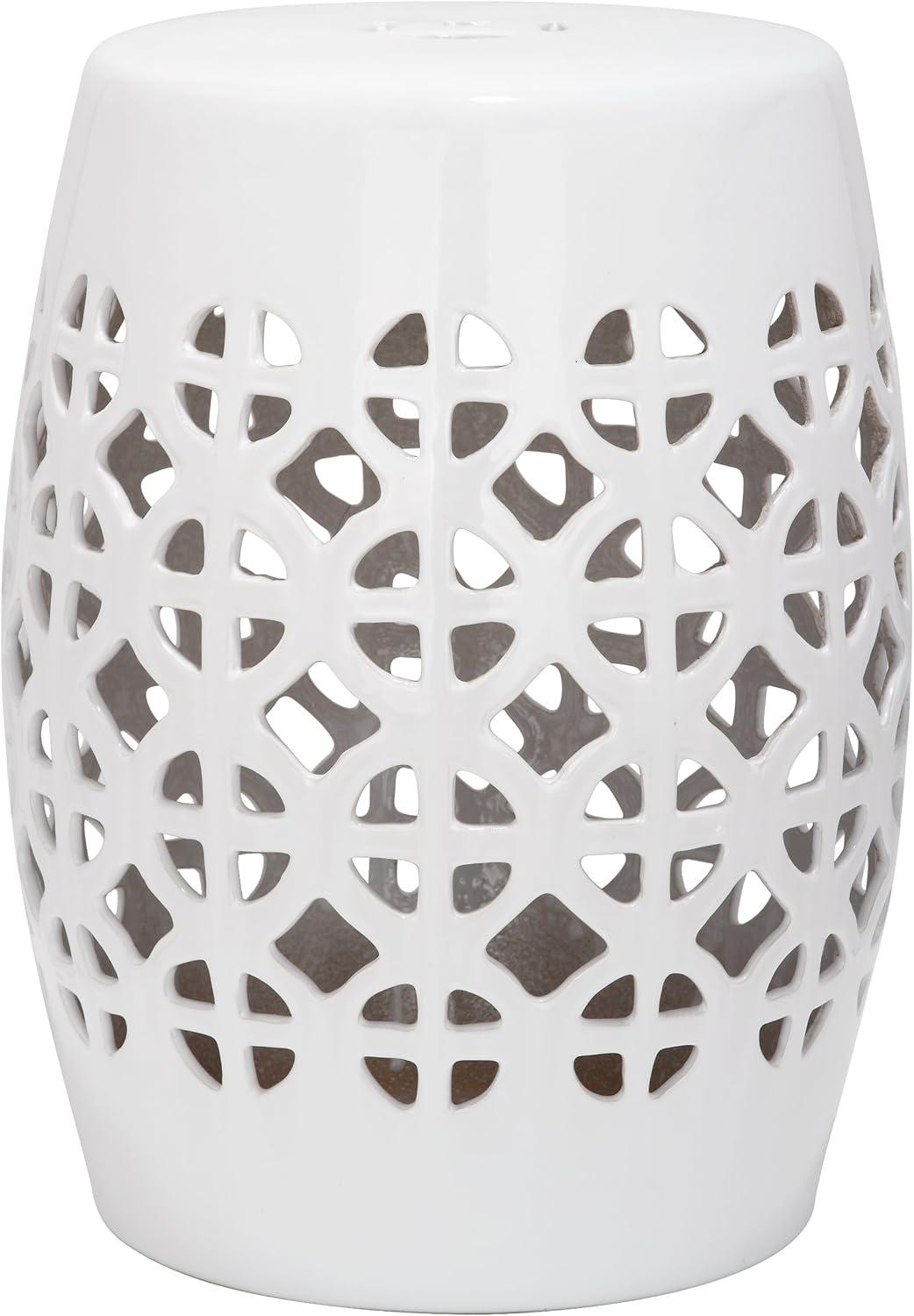 Circle Lattice Garden Stool - Indoor/Outdoor - ACS4508 - White - Safavieh