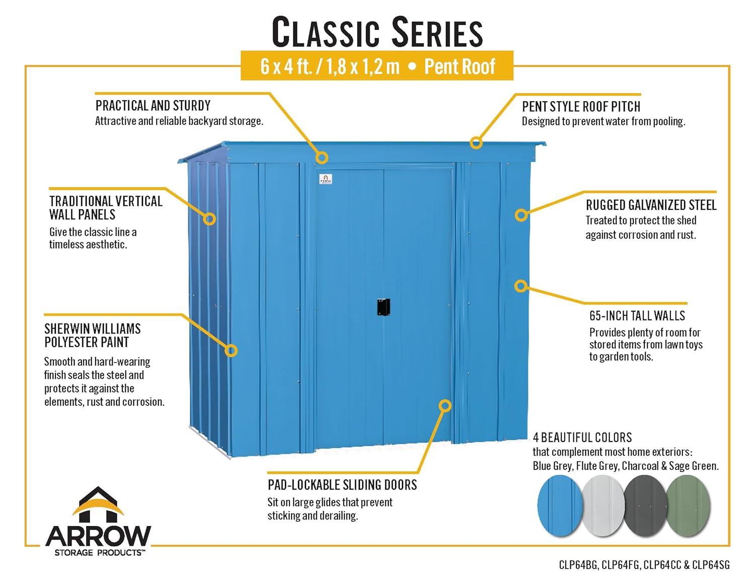 Arrow Arrow 6 ft. W x 4 ft. D Metal Tool Shed