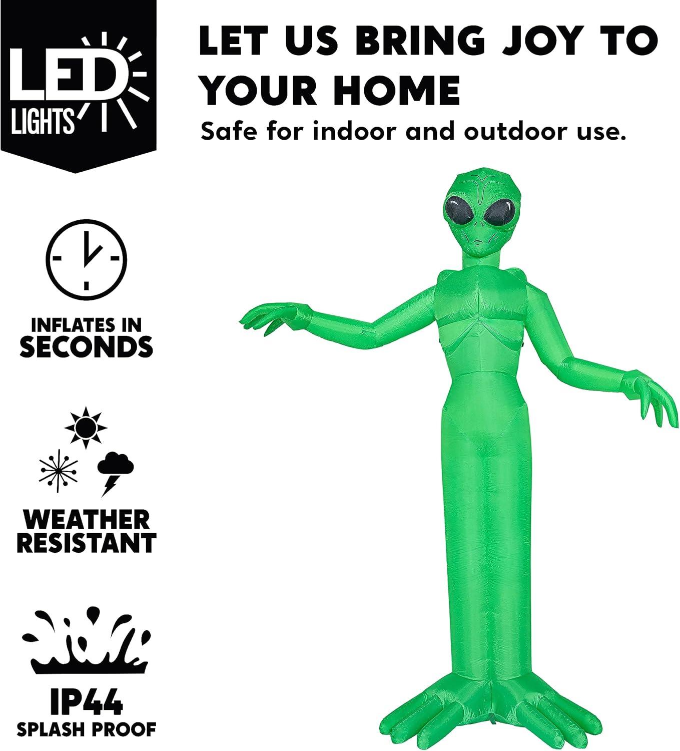 9 FT Tall Inflatable Decoration Outside, Blow Up Alien Inflatable Outdoor Decoration with Build-in LEDs for Yard Decorations Decor Outdoor