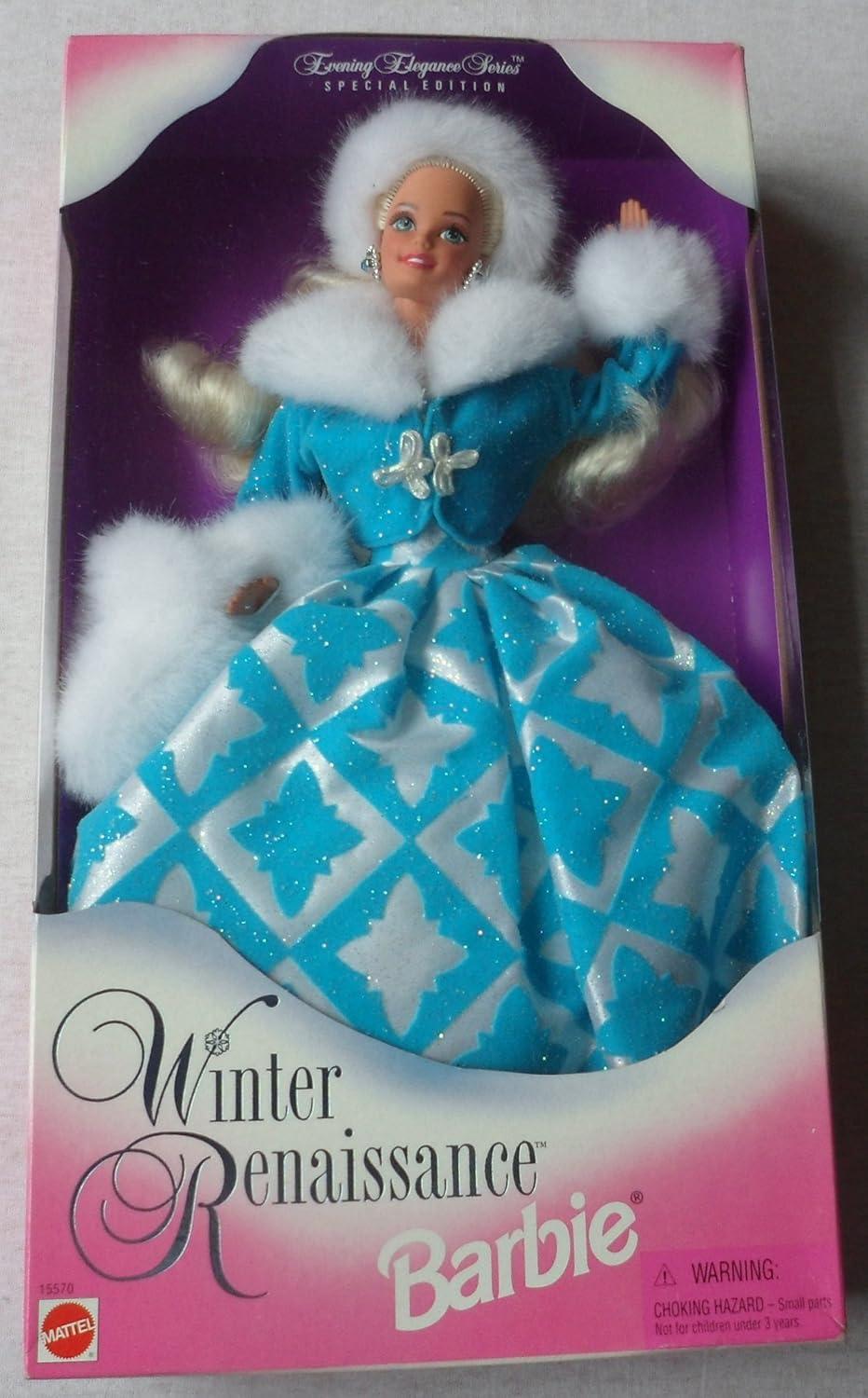 1996 Winter Renaissance Barbie in Blue Fur-Lined Gown