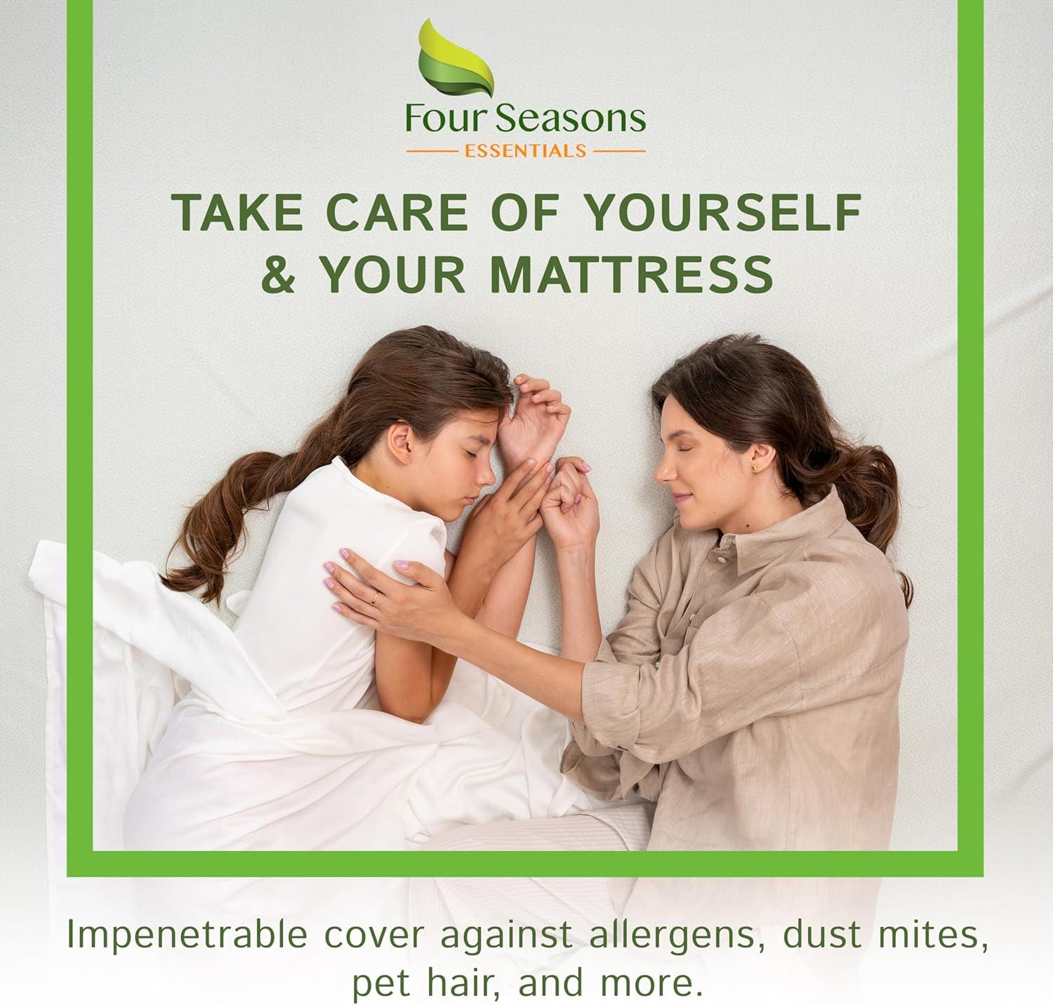 Queen Bamboo Mattress Protector - Waterproof Fitted Sheet Mattress Cover Hypoallergenic Soft Pad Protects From Dust