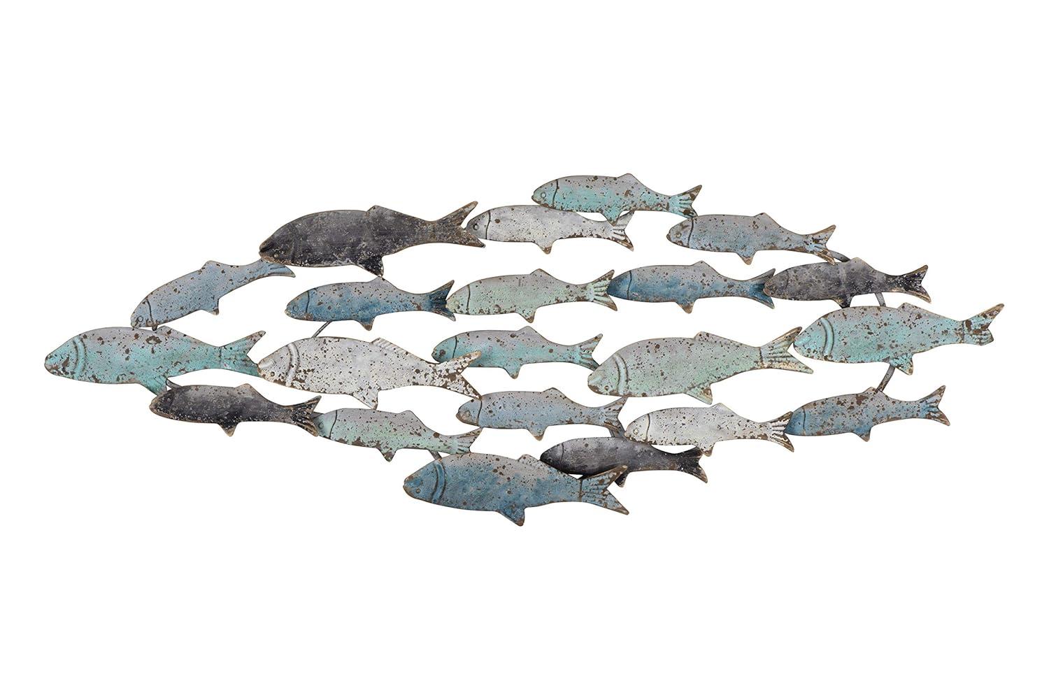 Storied Home Rubber Wood School of Fish Wall Decor