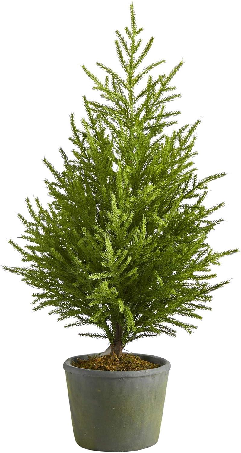 Nearly Natural 3’ Norfolk Island Pine “Natural Look” Artificial Tree in Decorative Planter