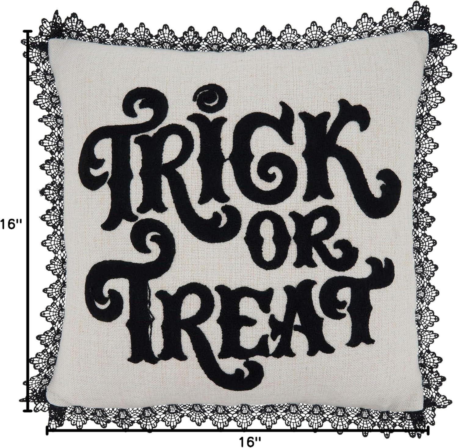 Saro Lifestyle Trick Or Treat Pillow - Down Filled, 16" Square, Natural