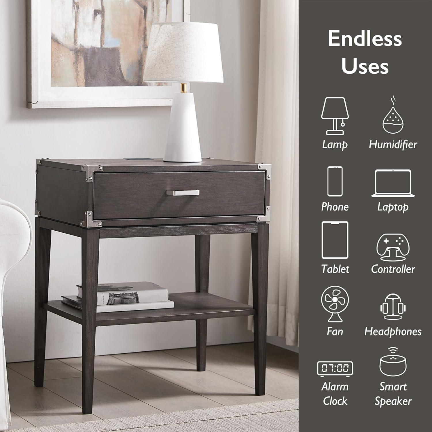 Red Barrel Studio® Beckett Solid + Manufactured Wood Side Table in Anthracite & Reviews | Wayfair