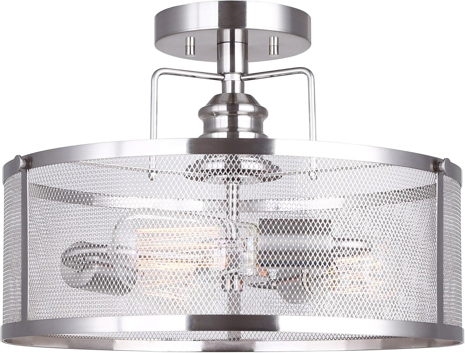 Beckett Brushed Nickel 3-Light Semi-Flush Mount with Metal Mesh Shade