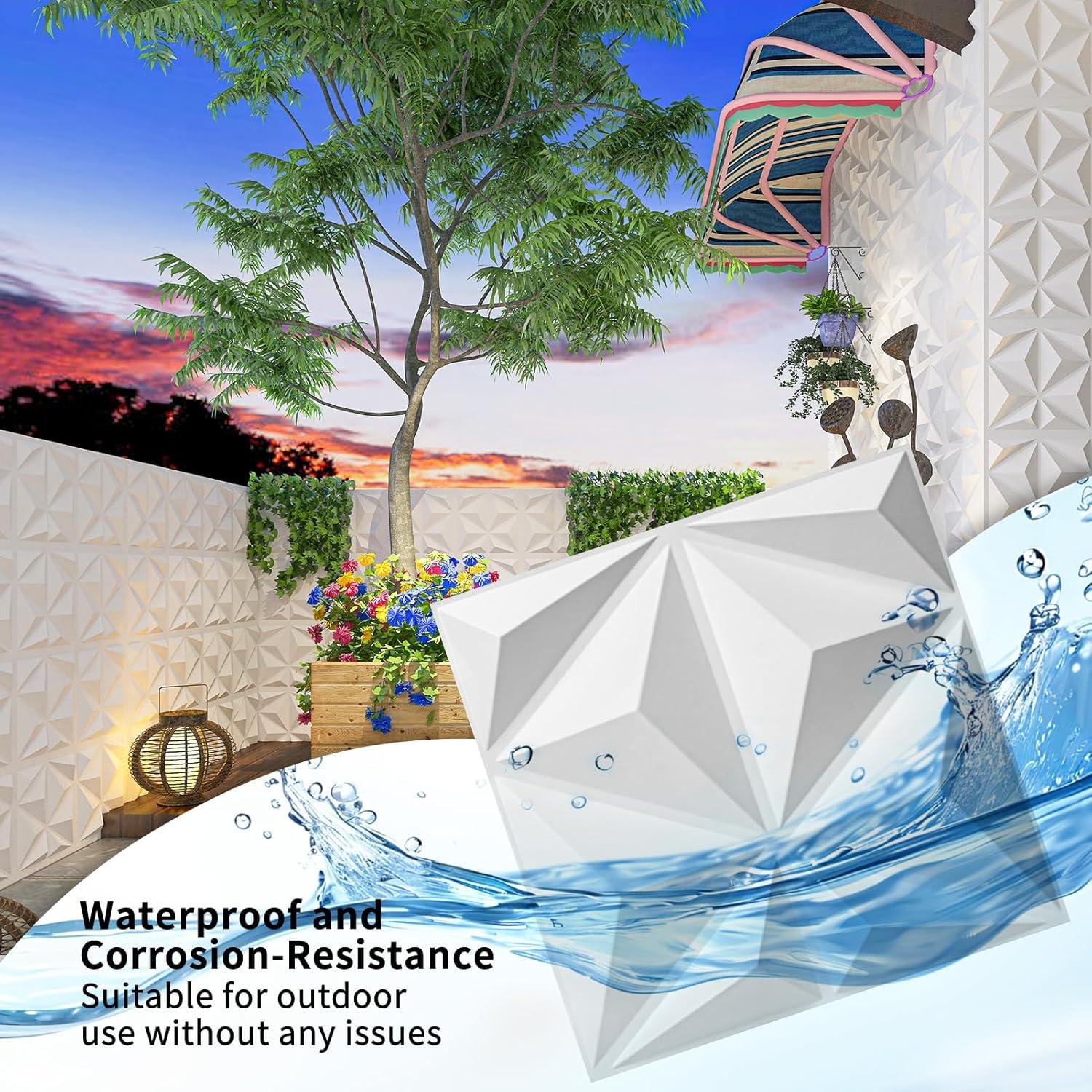 Art3d 20 Pack Decorative 3D Wall Panels, 19 Sq.Feet PVC Interior Wall Décor, 11.8"x11.8", White