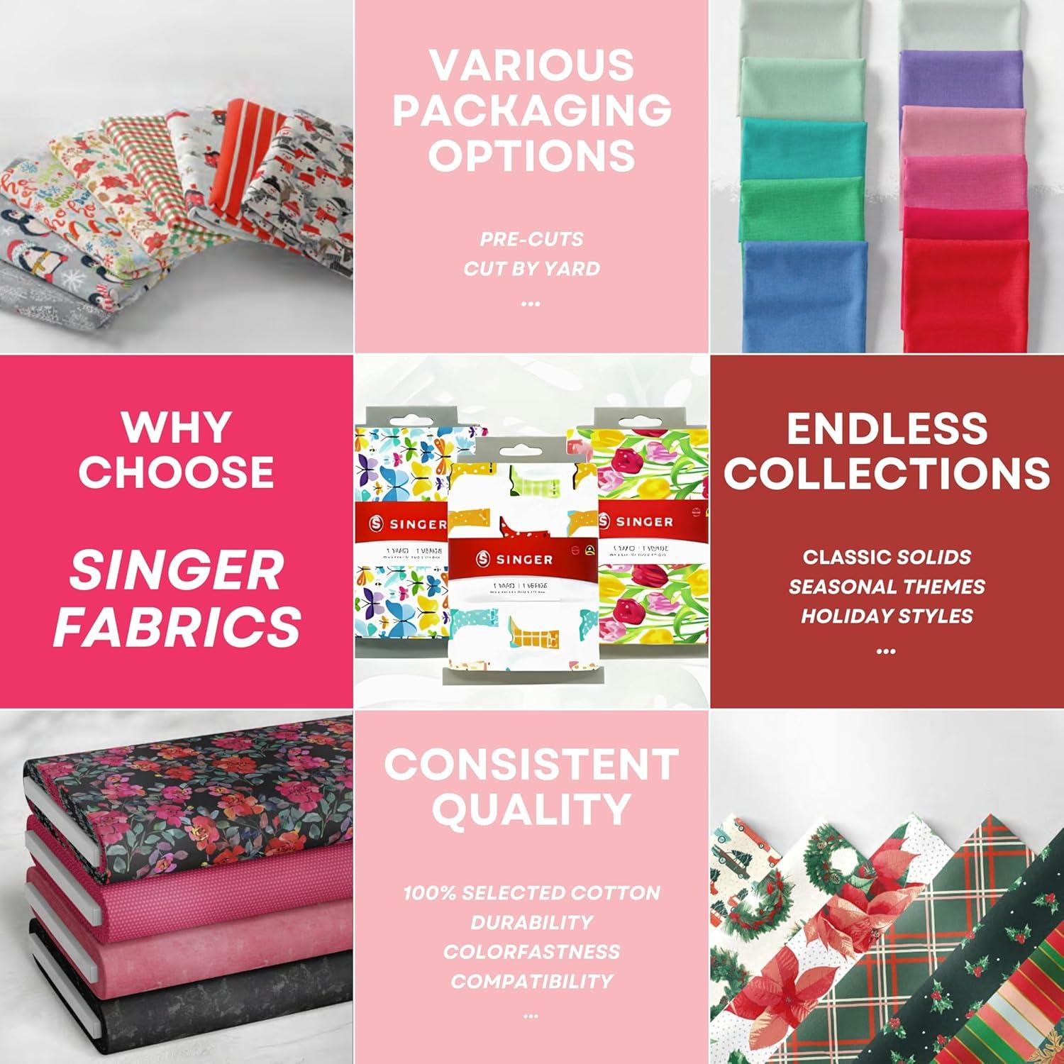 Singer Fabric, 100% Cotton, Sewing & Crafting, 44" Wide, Modern Daisy Stripes, Cut by Yard