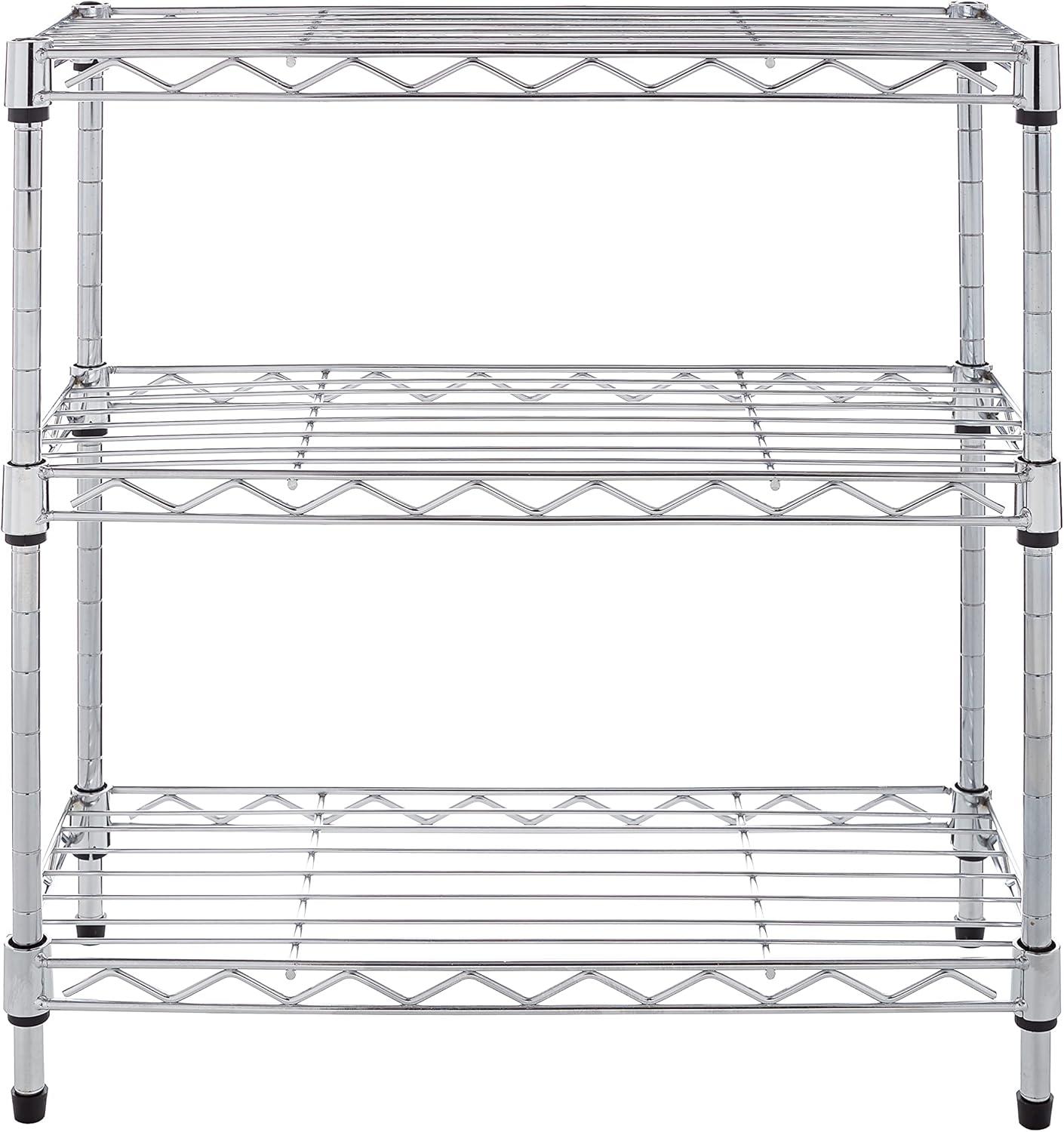 Seville Classics Mini 3-Tier Steel Wire Shelf Organizer Shelving for Cabinets, Bath, Kitchen, Countertop, 17. 5" W x 7. 5" D, Chrome