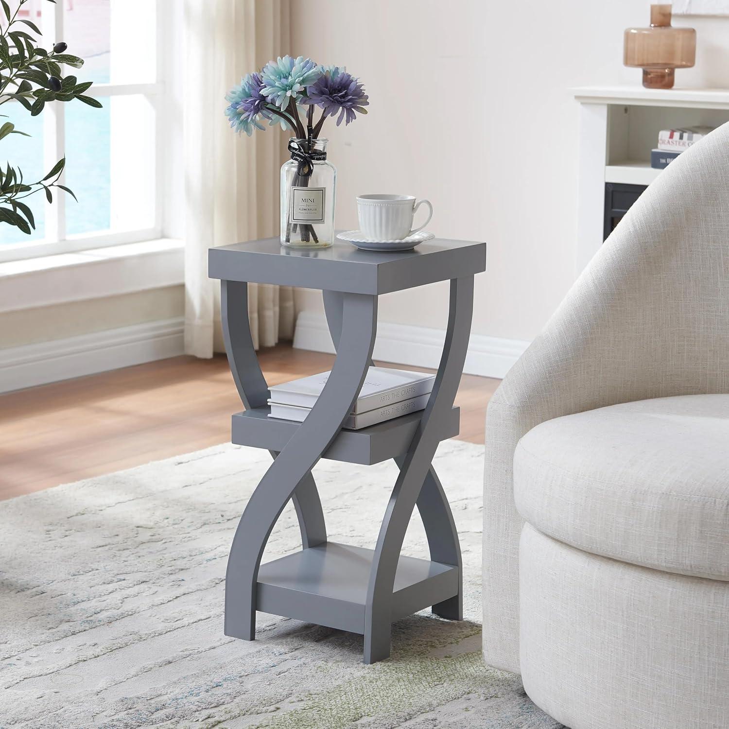 Lark Manor™ Aurianne 3 Tier End Table - Square End Table - Table for Bedroom - End Table with Shelves - Bedside Nightstand - Wooden Table Night Stand - 3 Shelf Small Bookshelf