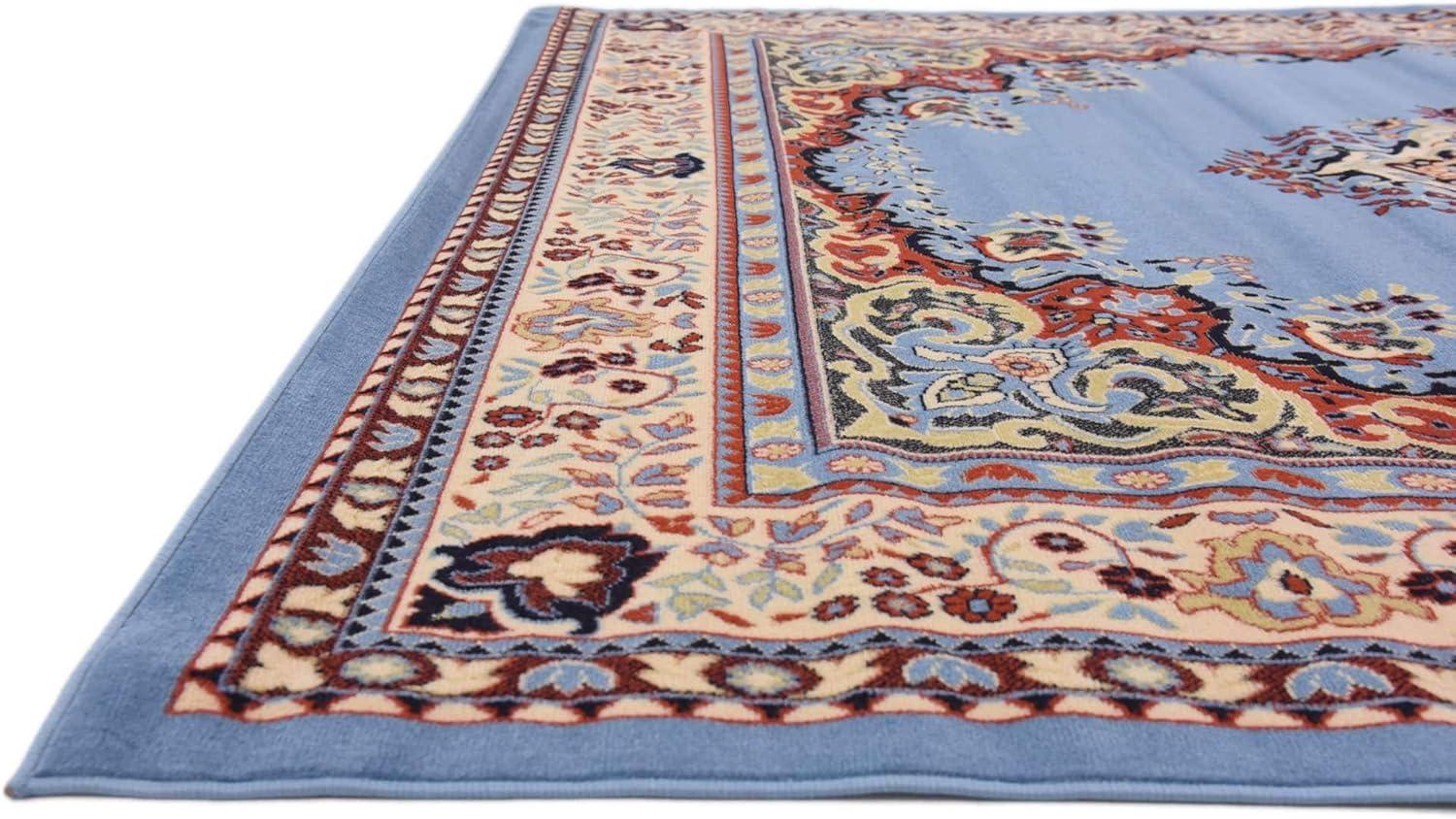 Light Blue Medallion Synthetic 9' x 12' Rectangular Rug