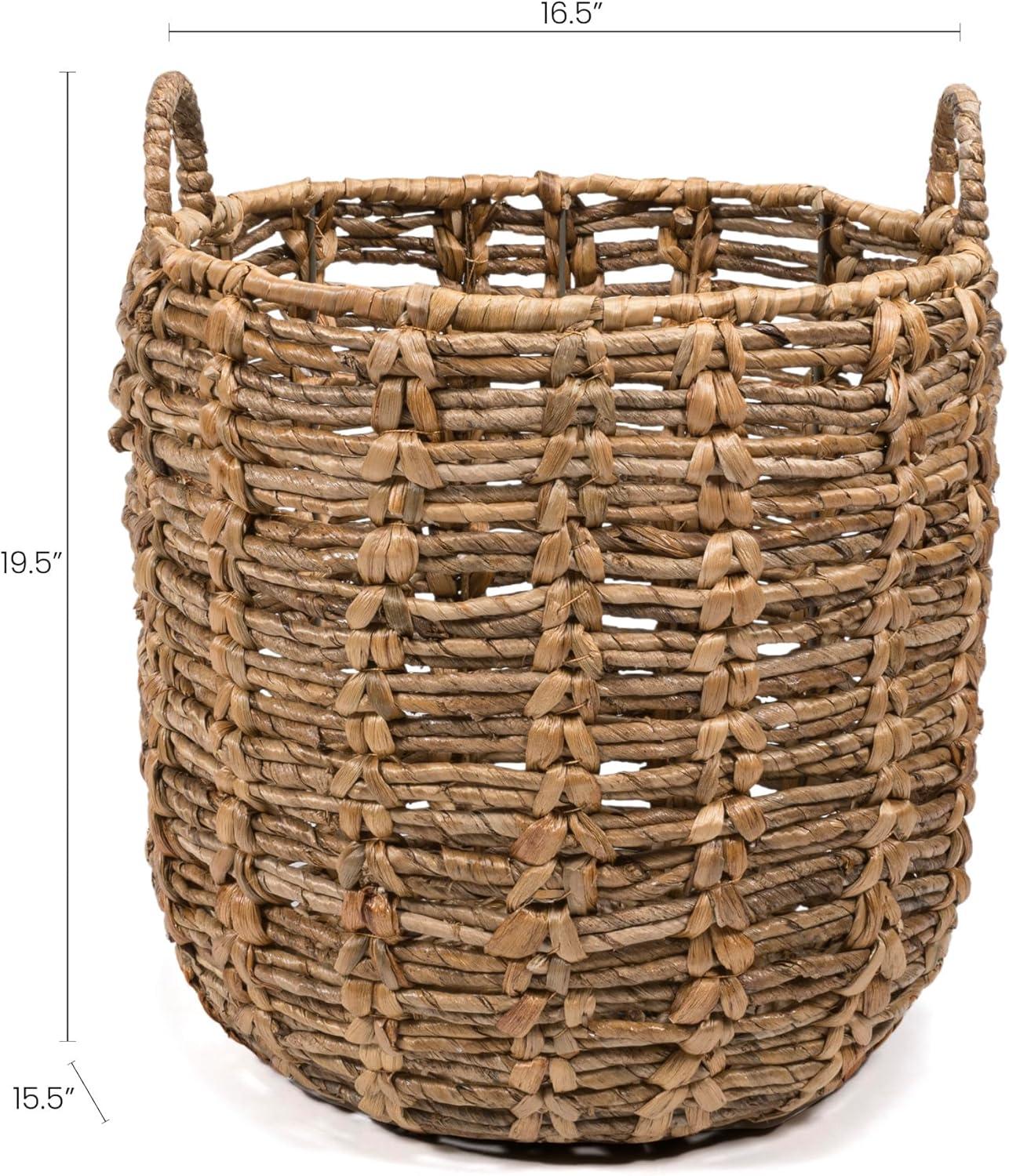 Laurel Hand-Woven Brown Abaca Round Storage Basket