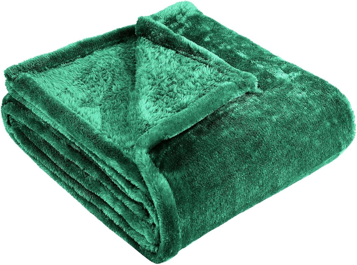 Evergreen Full Reversible Fleece Wool Throw Blanket