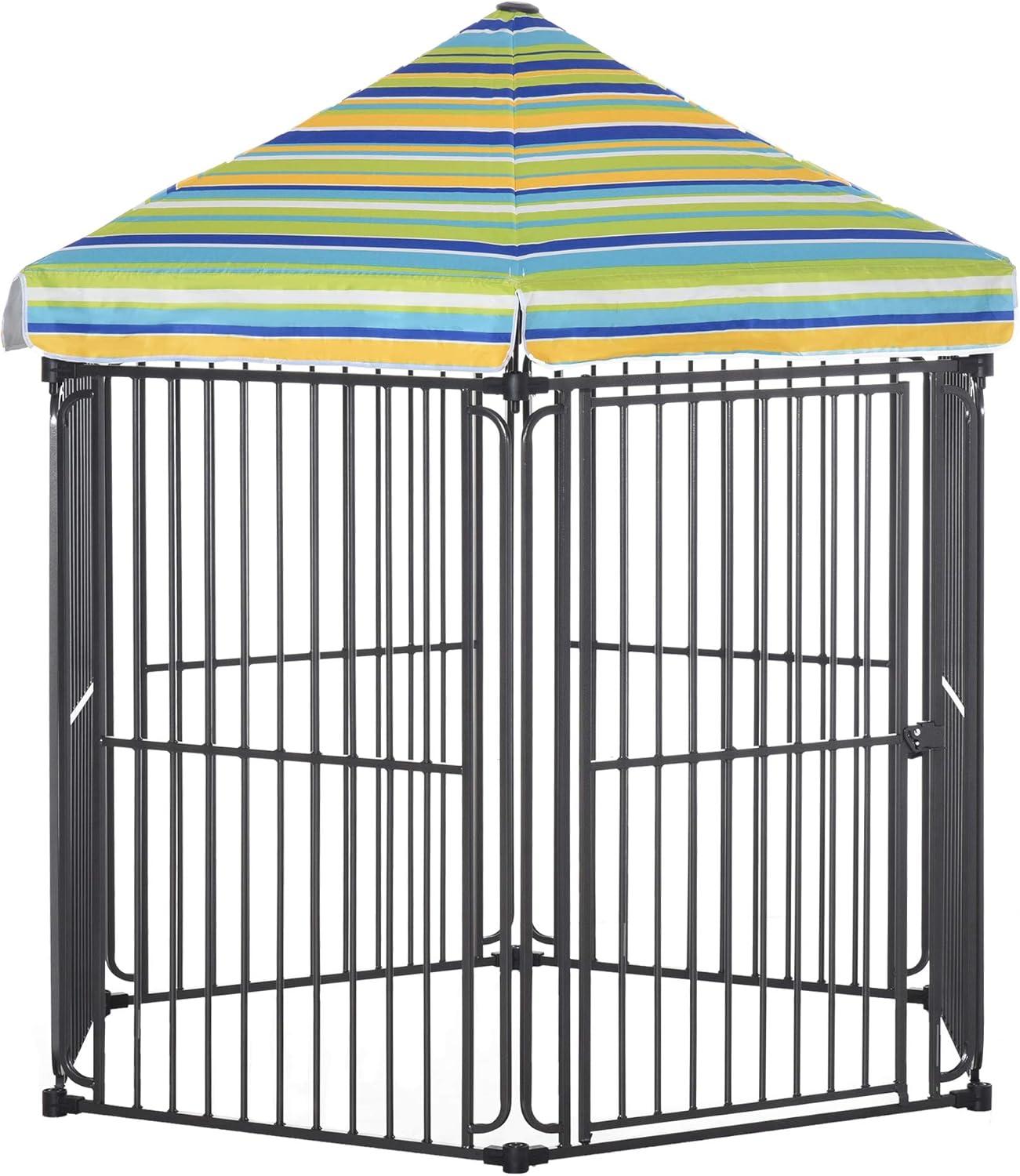 PawHut Heavy-Duty Outdoor Pet Cage Kennel with Weather-Resistant Polyester Roof, Locking Door, & Metal Frame