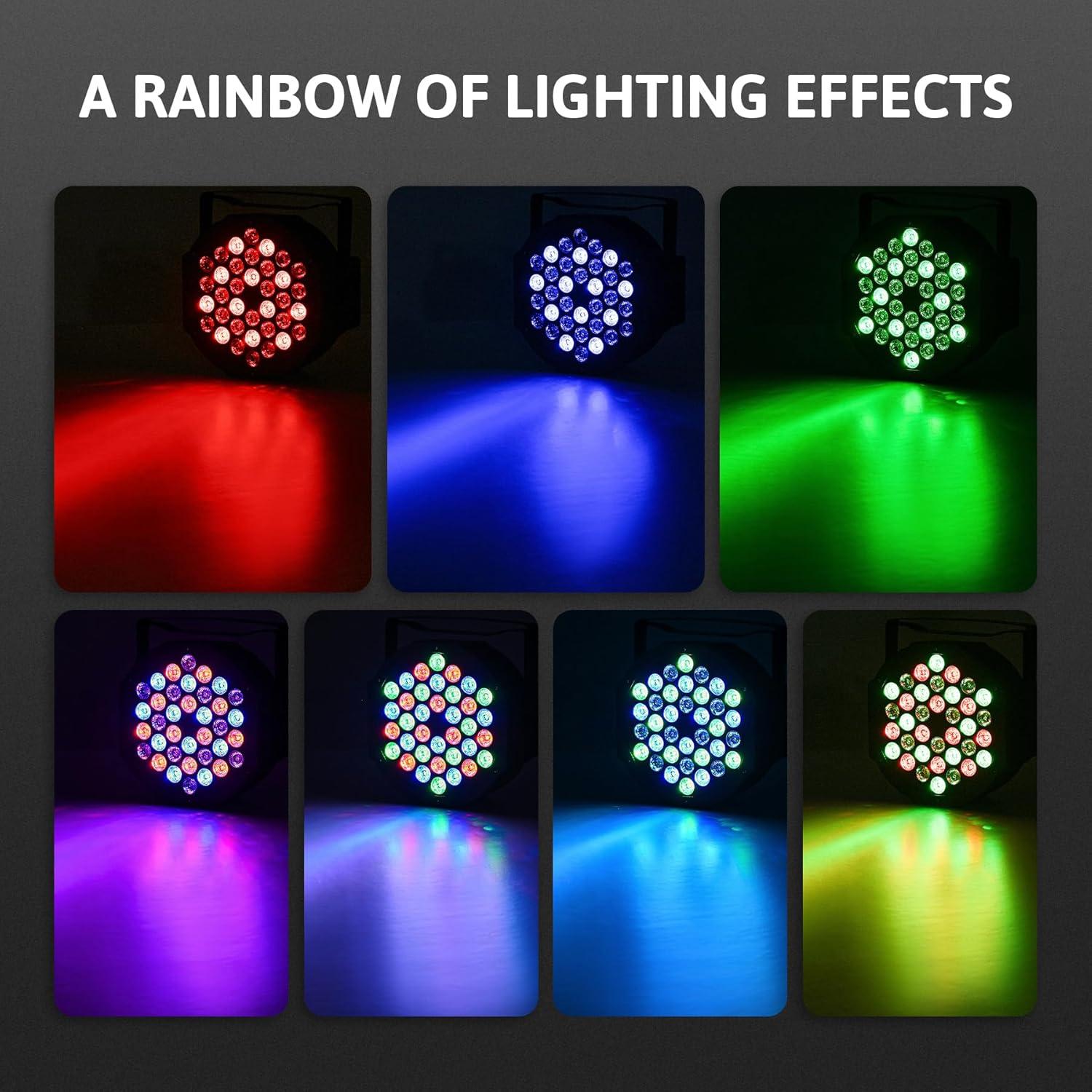 CO-Z Stage Lights 36 RGB LED Par Lights with Sound Activated Remote Control DJ Uplighting for Event Wedding Party Bar Club Music Stage Lighting, 2 Pack