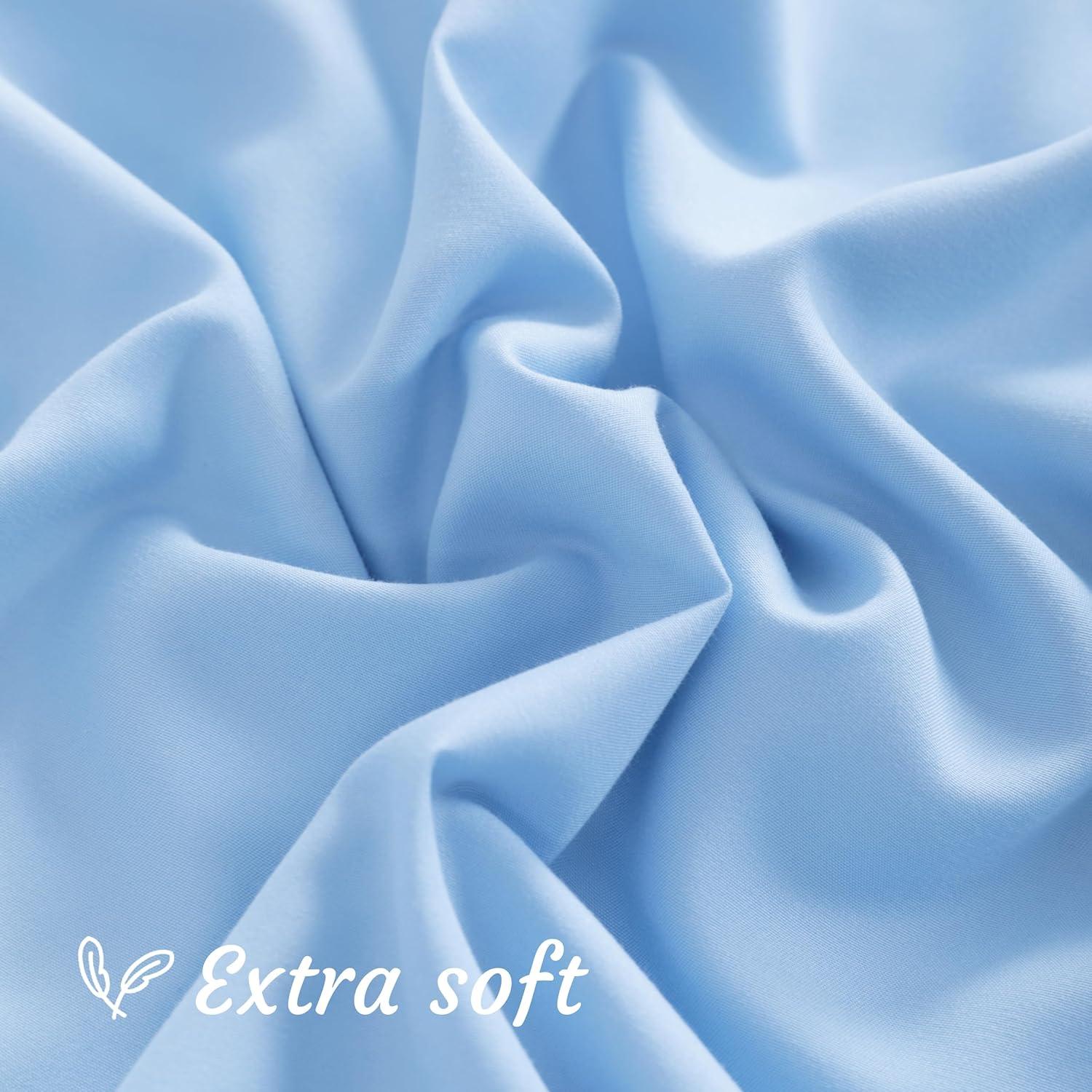 2 Pack Brushed Microfiber Pillow Shams, Super Soft and Cozy Shams, 20x26 Inches, Sky Blue - NTBAY