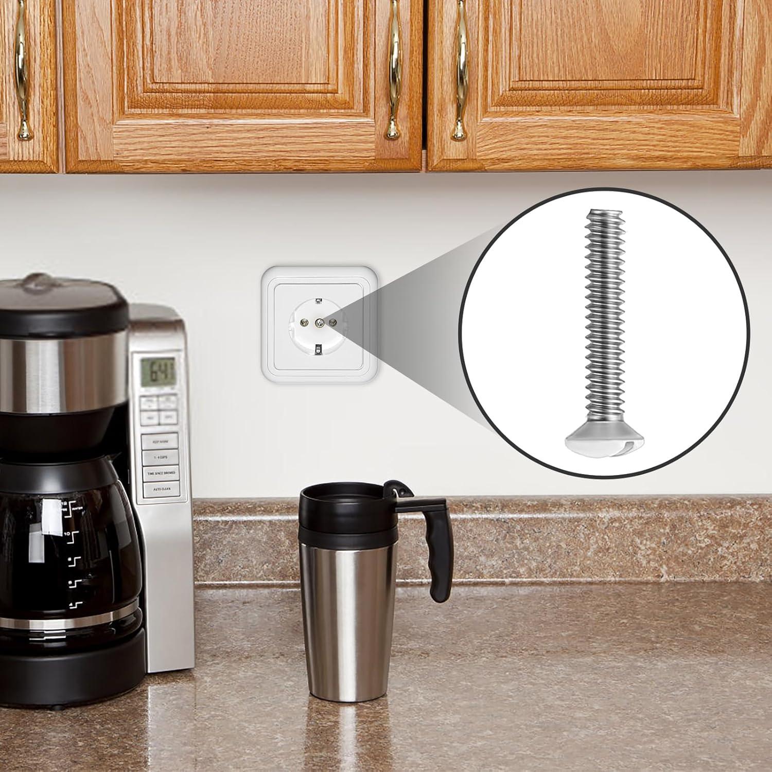 120PCS Wall Plate Screws Outlet Cover Screws White Long 6-32 Thread Face Plate Screws Light Electrical Cover Panel Replacement for Light Switch Panels 5 Sizes (0.98/0.73/0.55/0.49/0.35 Inch)