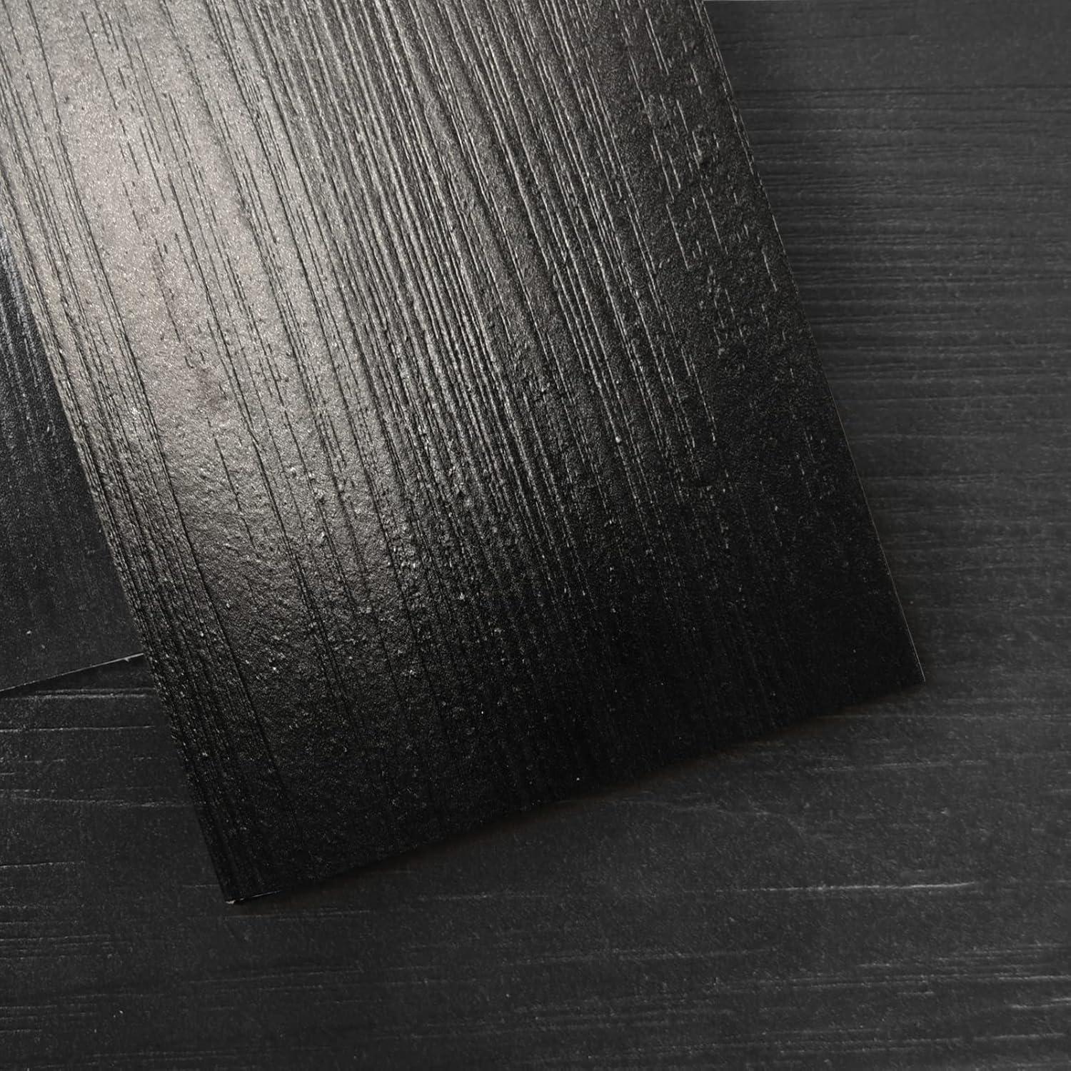 Black Wood Look Self-Stick Waterproof Vinyl Floor Tiles