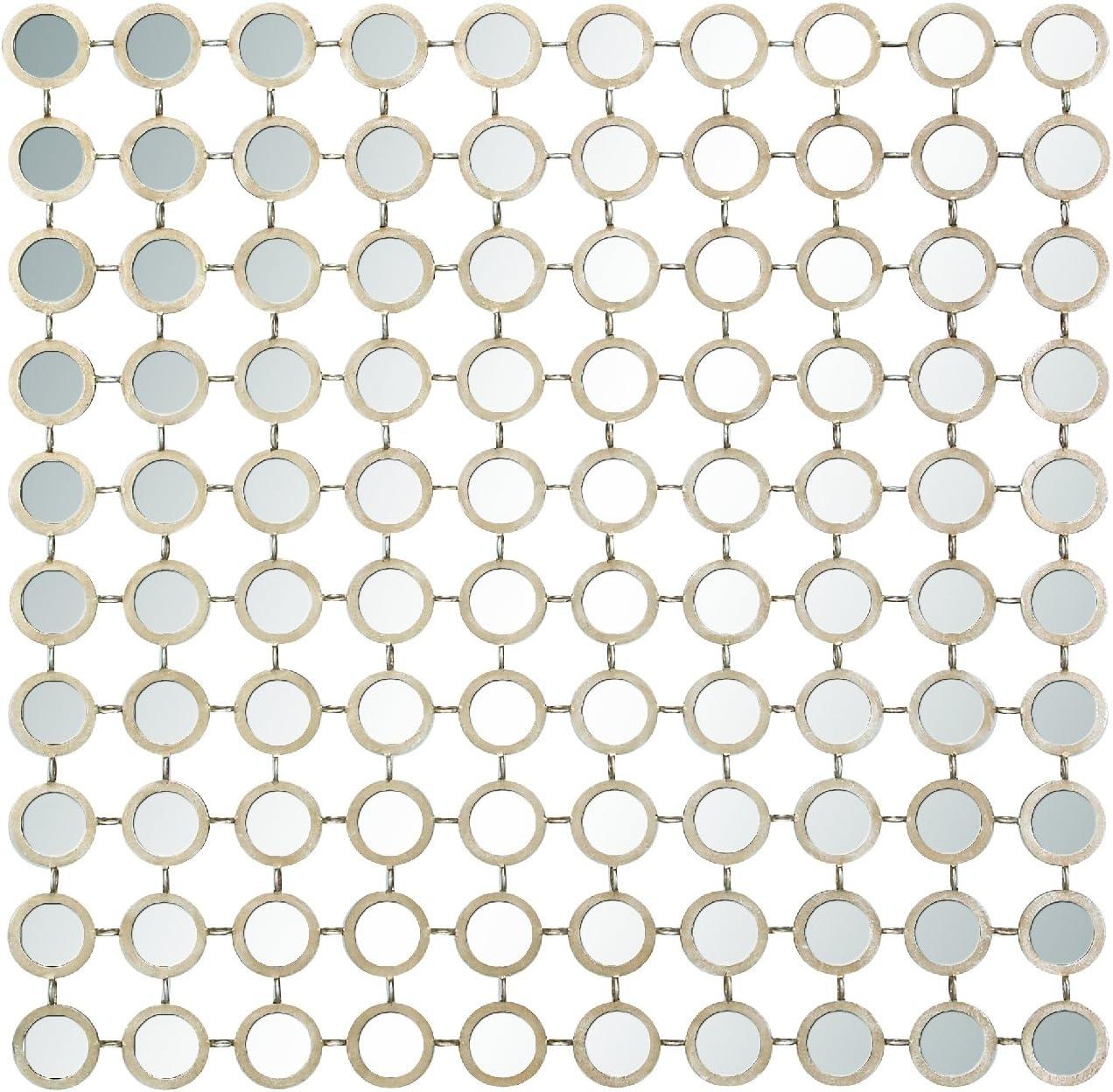 DecMode 40" x 40" Gold Geometric Wall Mirror with Grid Pattern