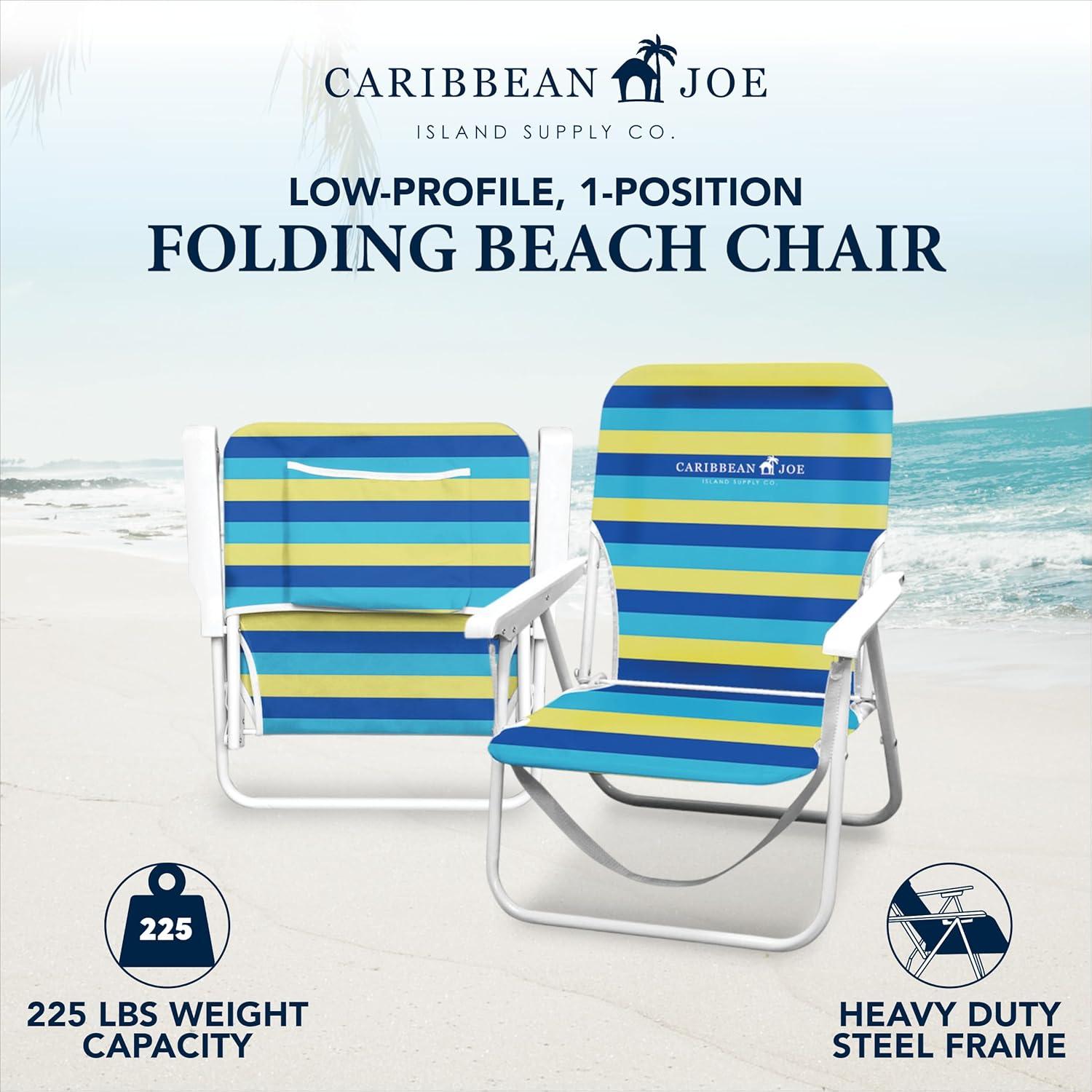 Caribbean Joe Burlap Folding Beach Chair