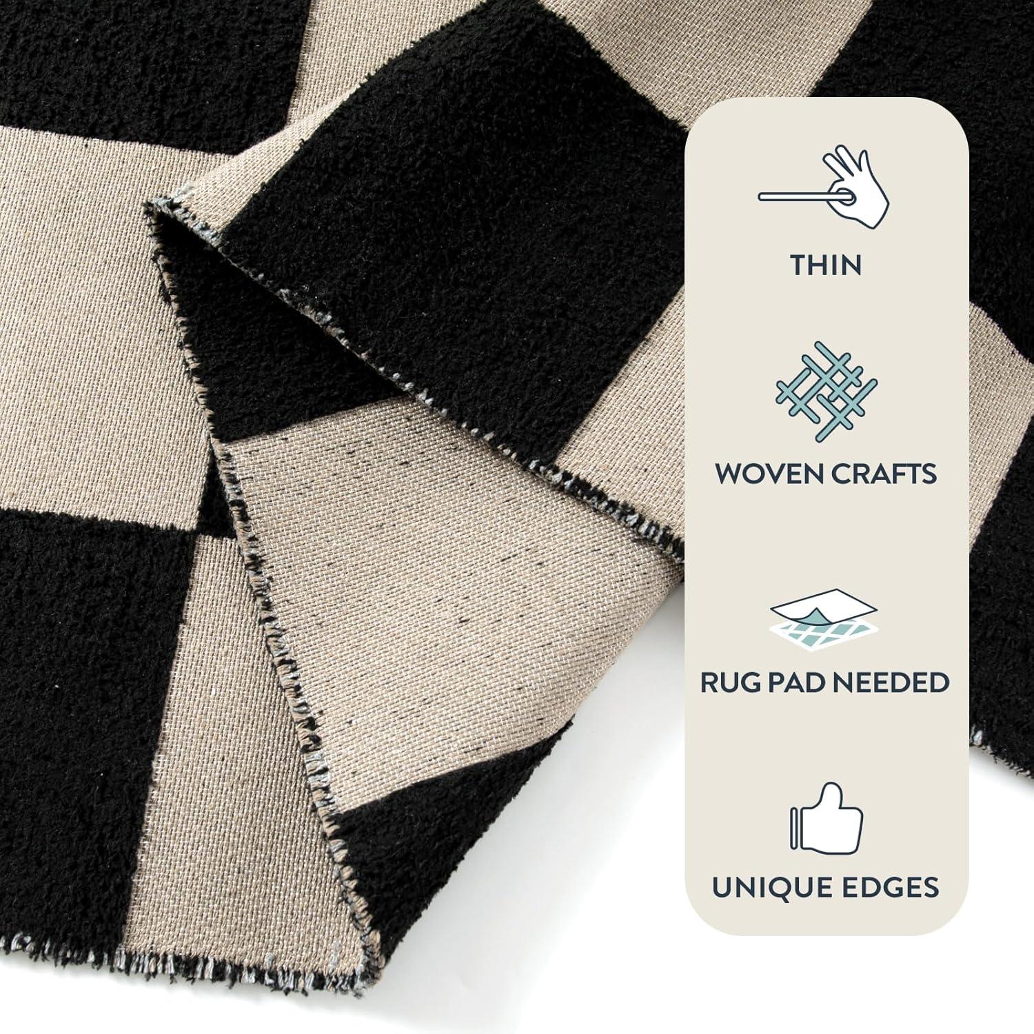 Luxe Weavers Checkered Black and White Geometric 8x10 Area Rug