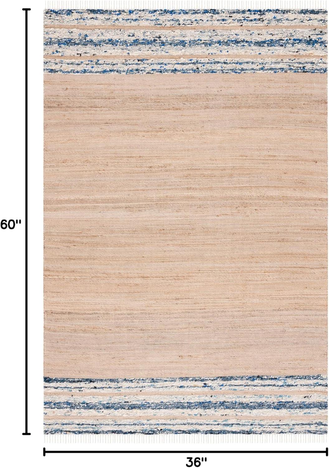 Natura NAT871 Hand Woven Area Rug - Natural/Navy - 3'x5' - Safavieh.
