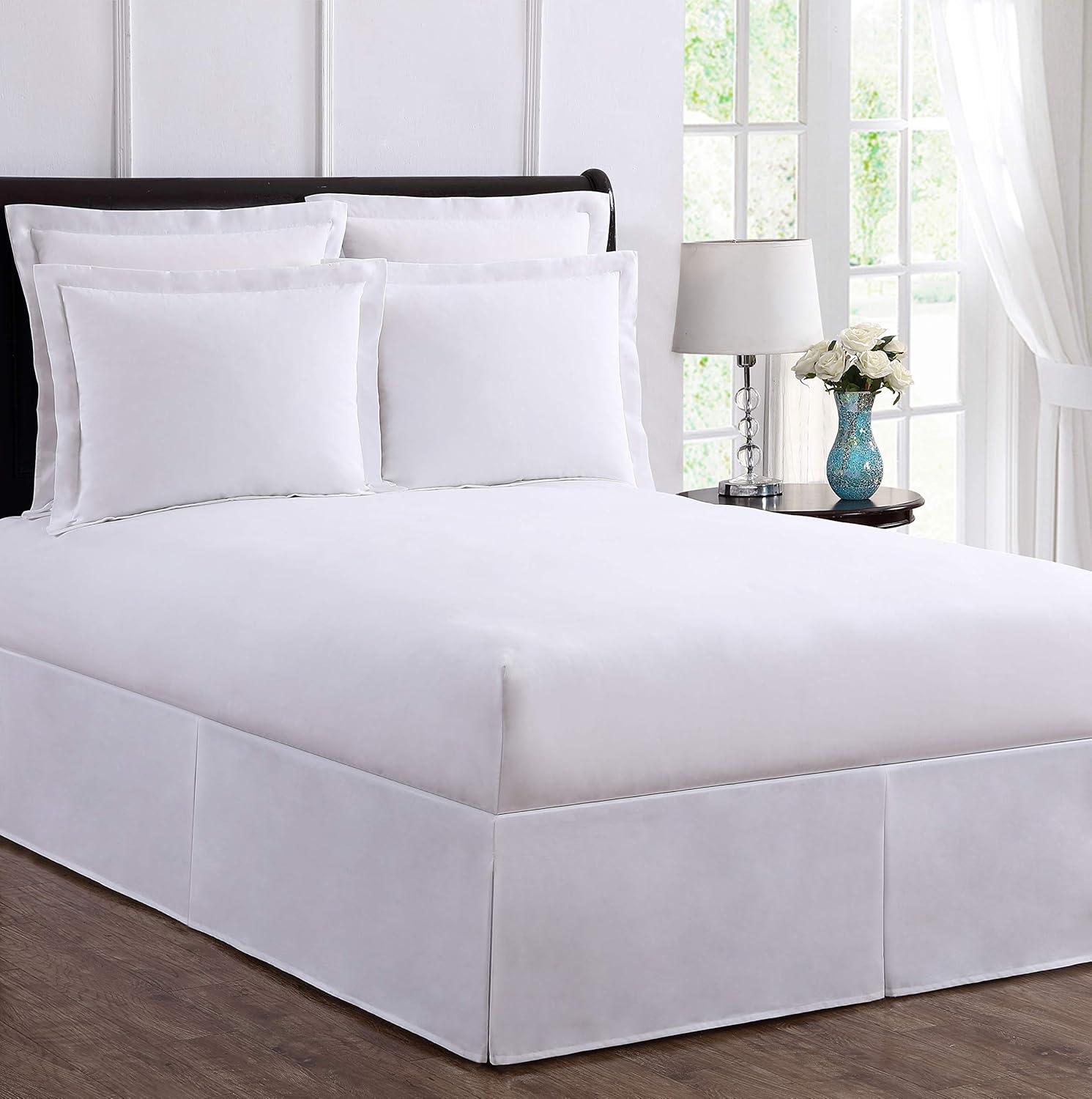 Bed Maker's Wrap-Around Hassle Free, Never Lift Your Mattress Tailored Bed Skirt, White, King